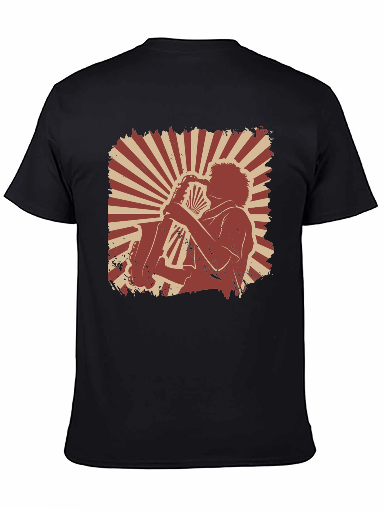 Saxophone Player Graphic Black T-Shirt