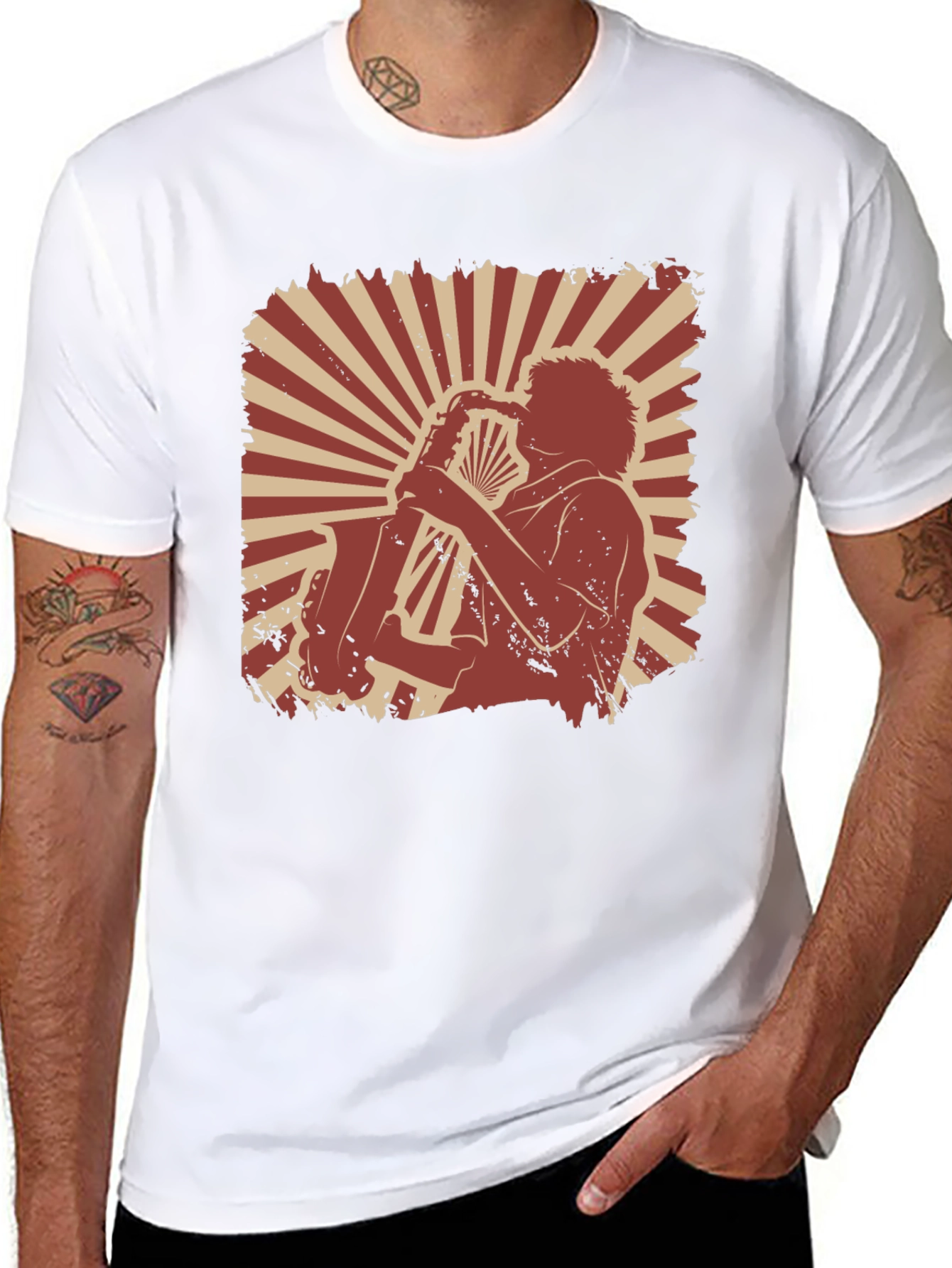 Saxophone Player Graphic Black T-Shirt