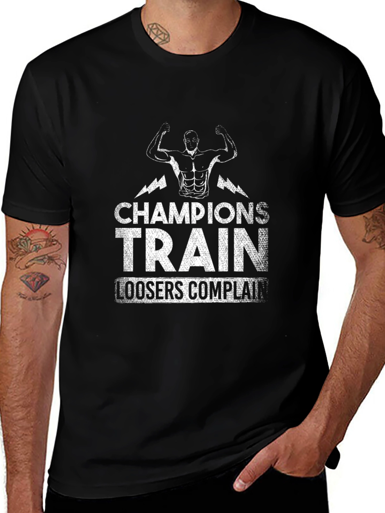 Champions Train T-Shirt - Motivational Gym Wear