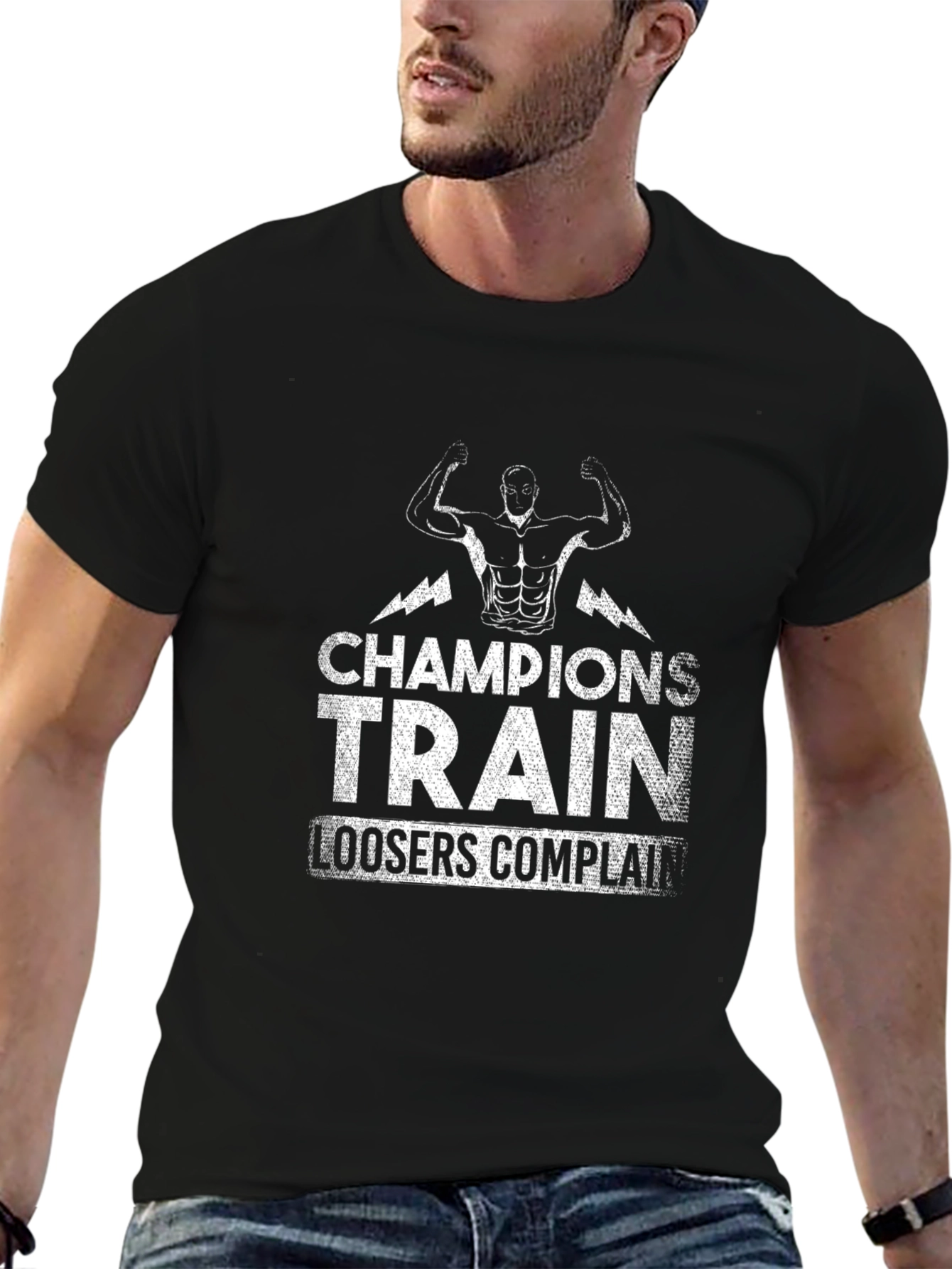 Champions Train T-Shirt - Motivational Gym Wear