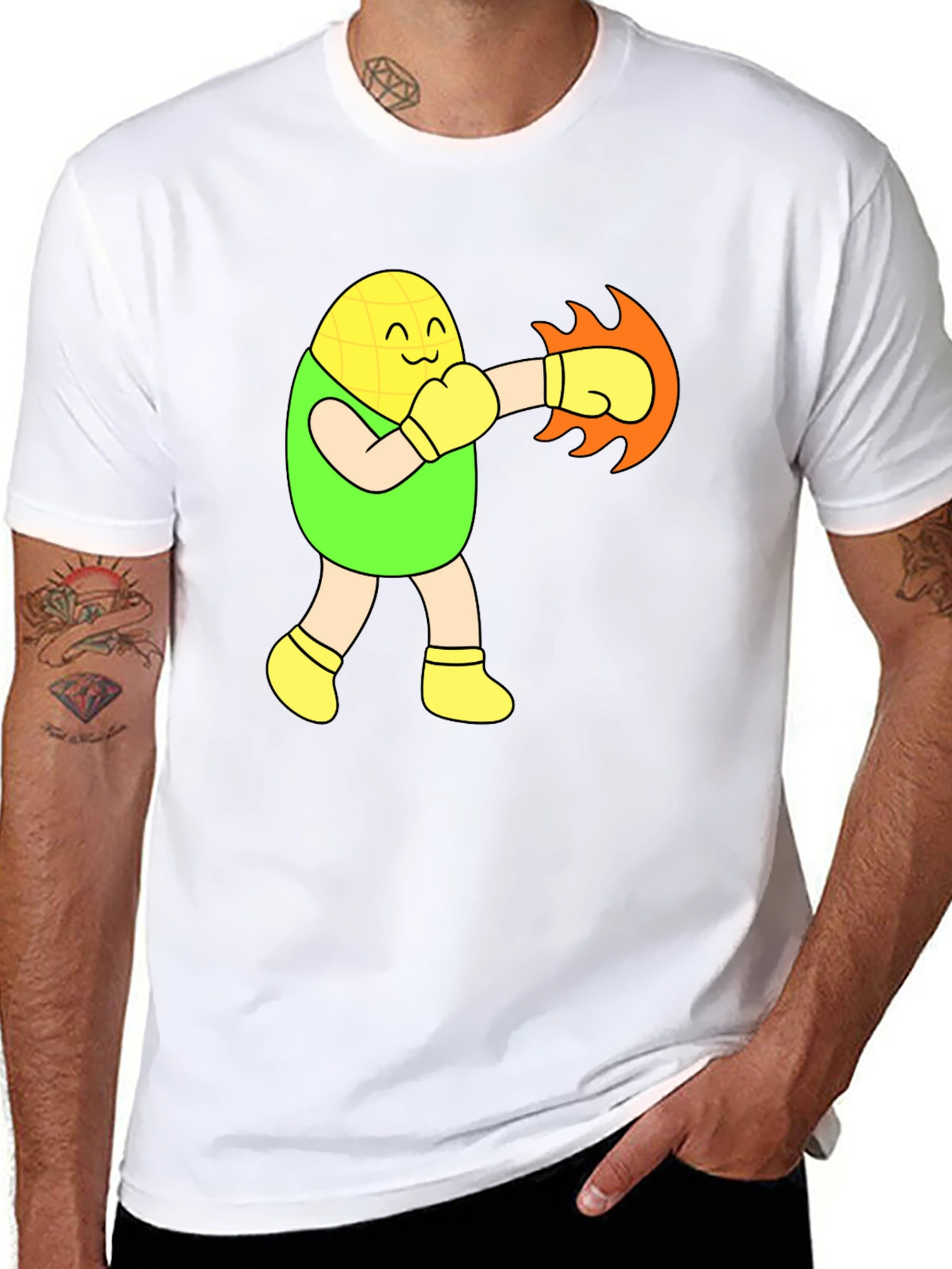 Funny Corn Boxer Black T-Shirt