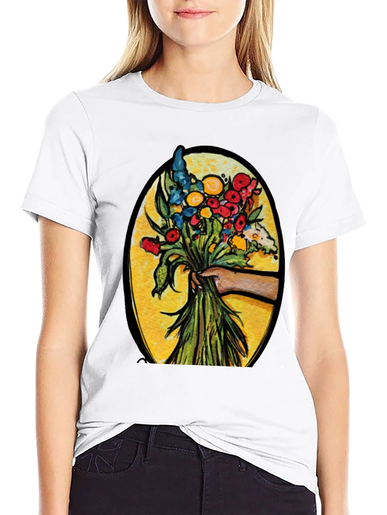 Floral Bouquet Graphic T-Shirt - Artistic Design