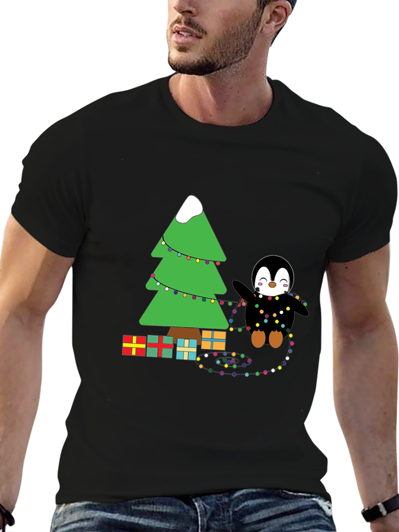 Festive Penguin Christmas Tree T-Shirt