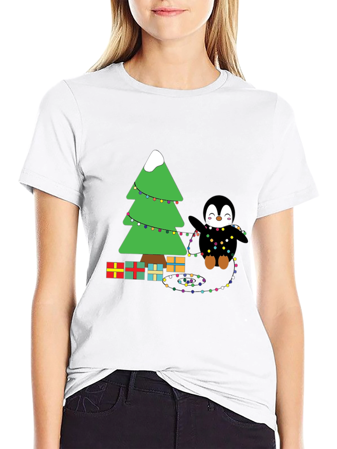 Festive Penguin Christmas Tree T-Shirt
