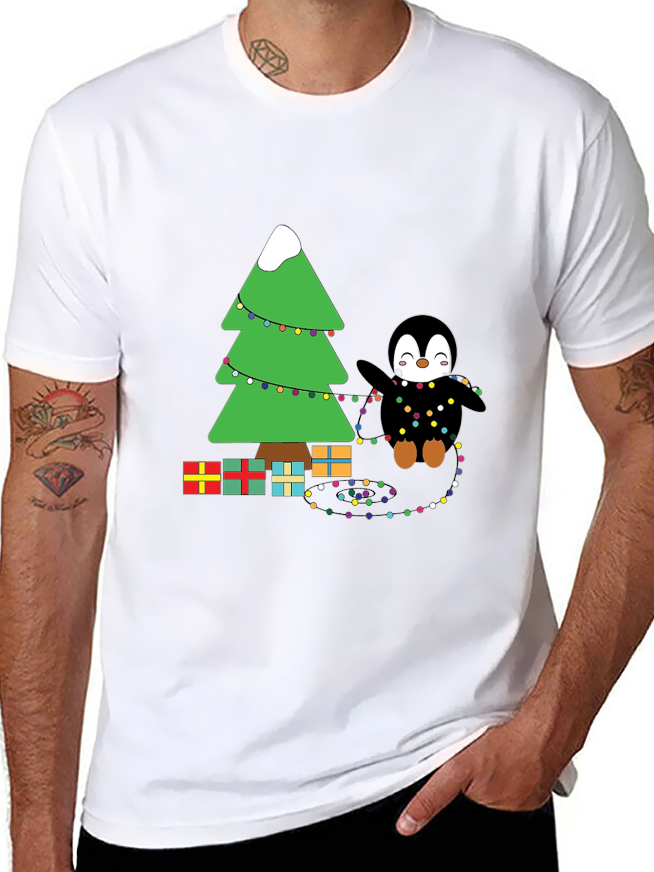 Festive Penguin Christmas Tree T-Shirt