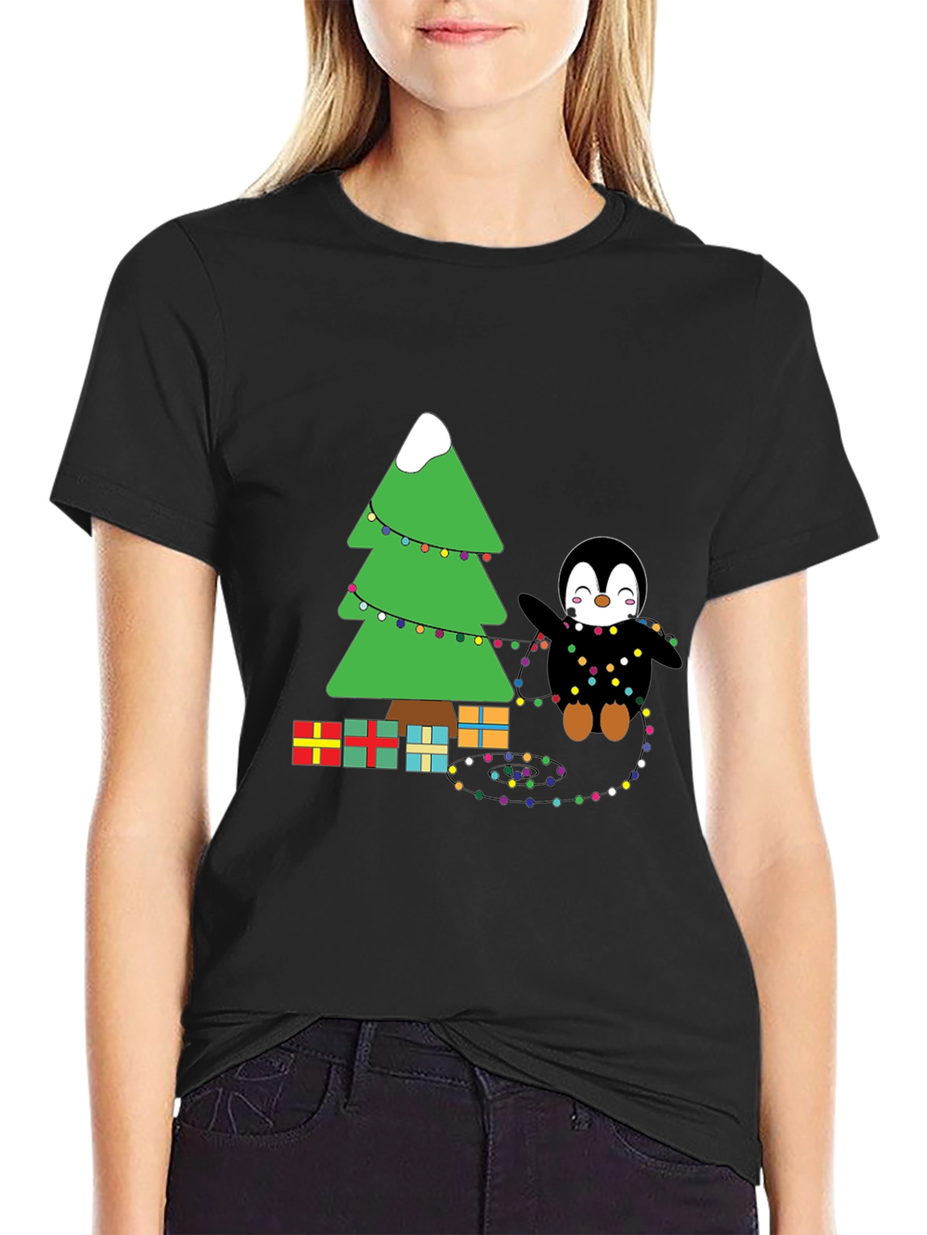 Festive Penguin Christmas Tree T-Shirt