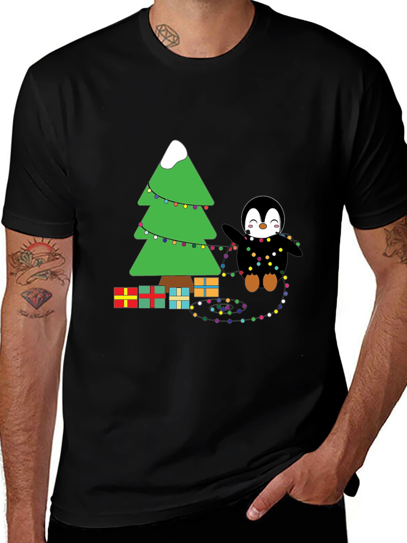 Festive Penguin Christmas Tree T-Shirt
