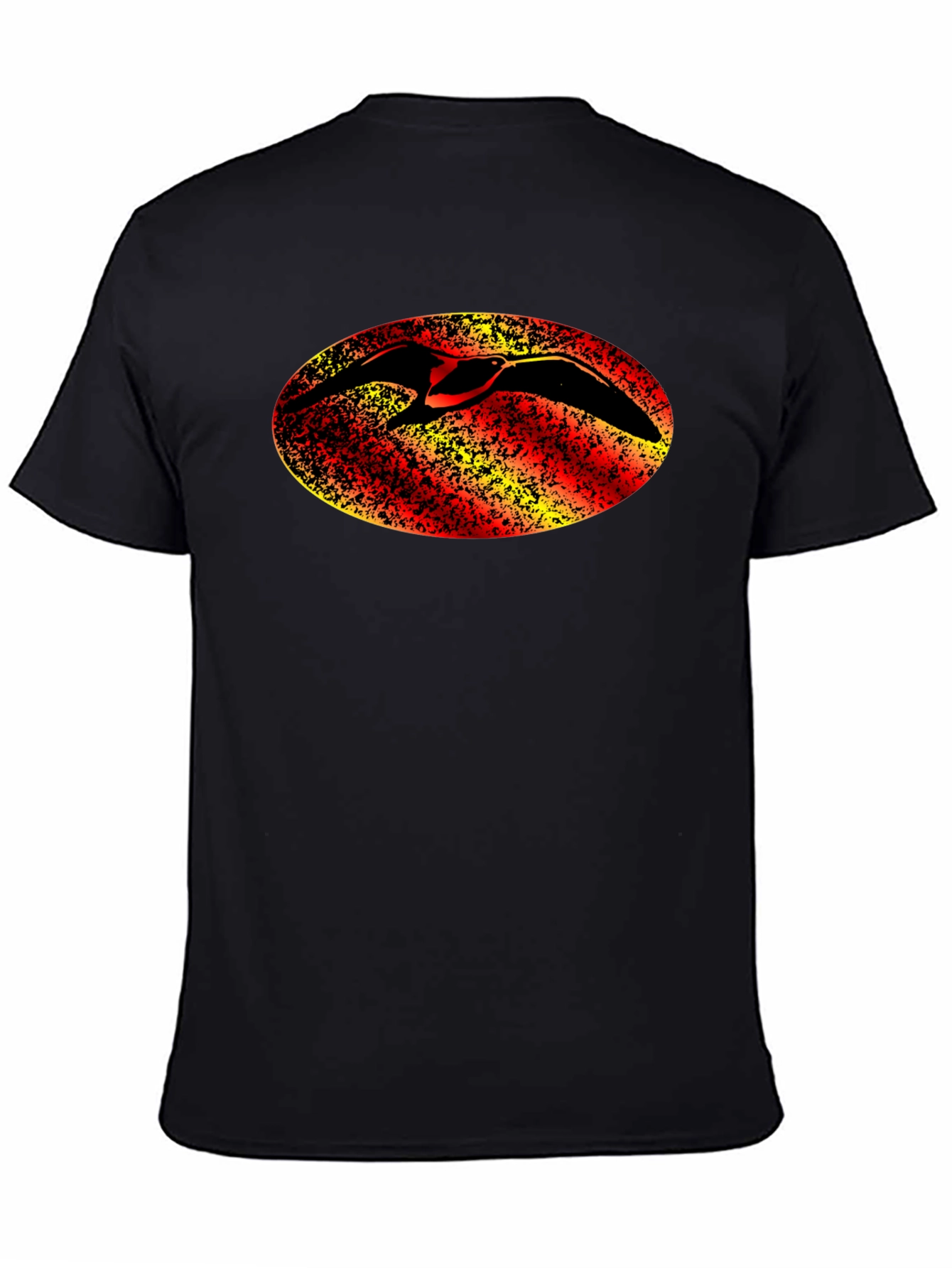 Black T-Shirt with Bird Oval Design