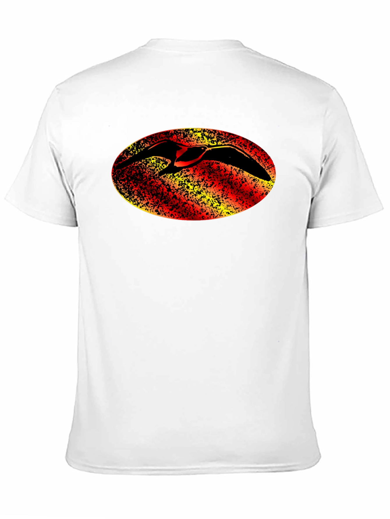 Black T-Shirt with Bird Oval Design