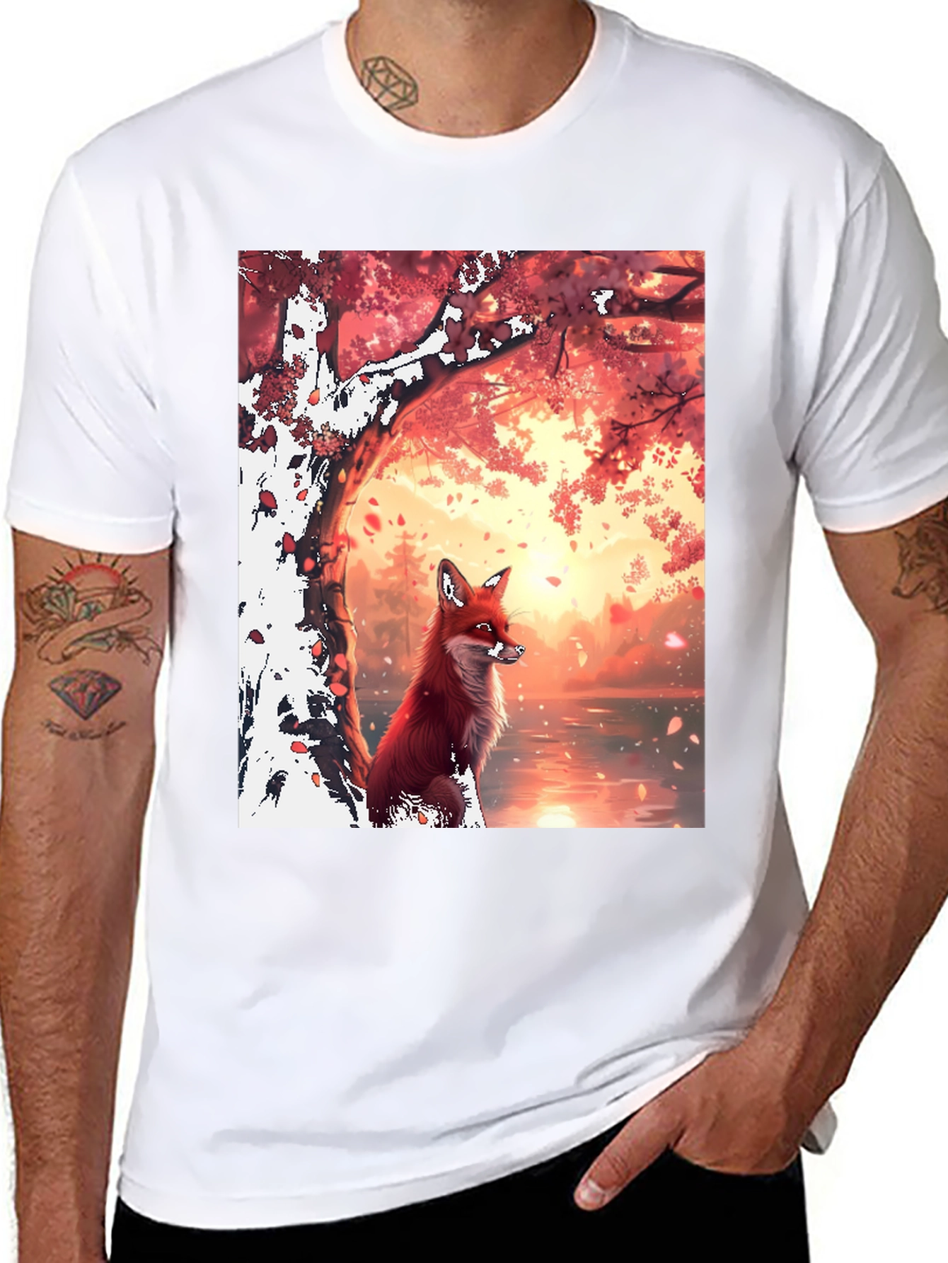 Fox in Autumn Scene Graphic Tee
