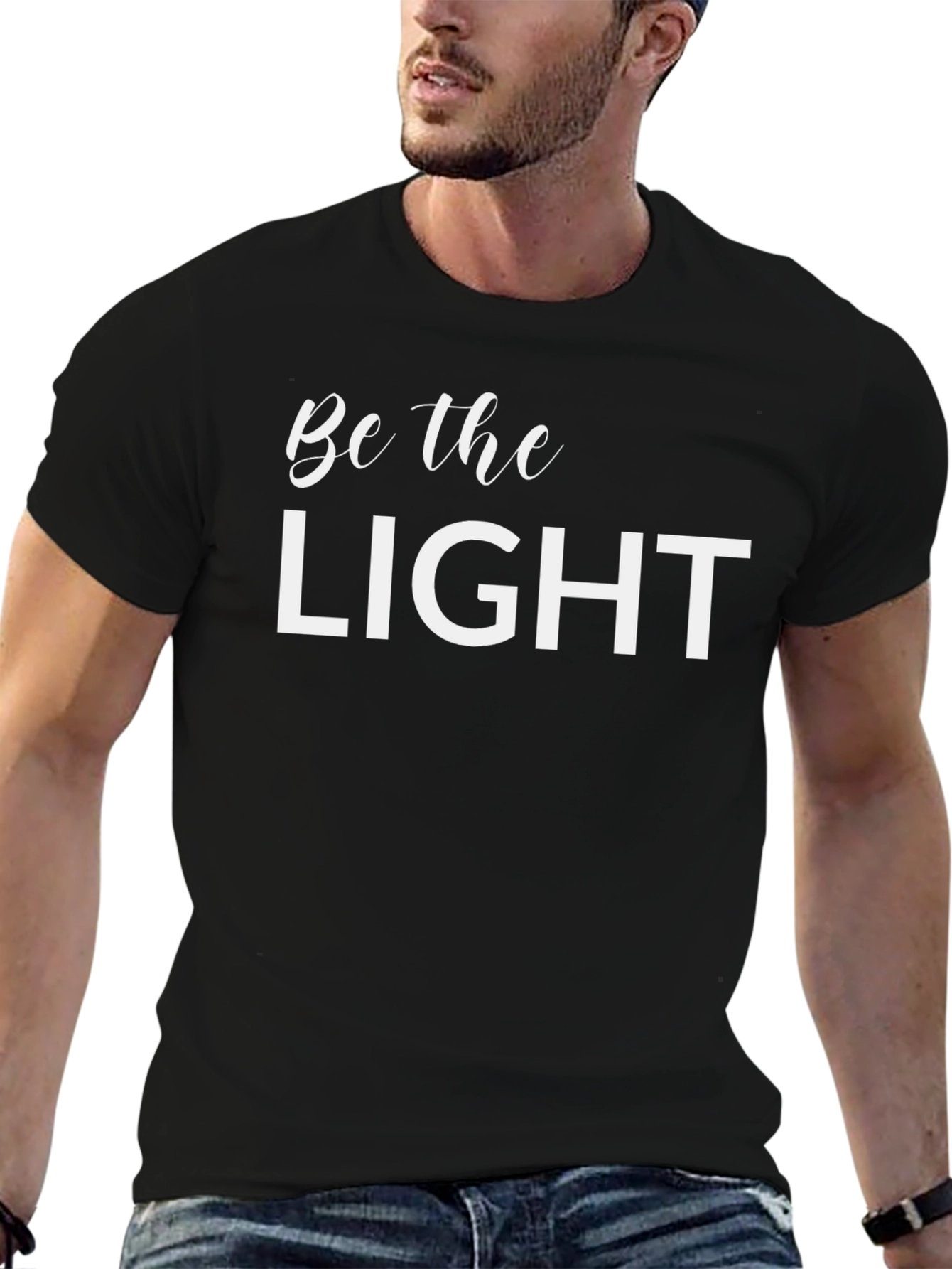 Be the Light Graphic Tee - Black Cotton T-Shirt