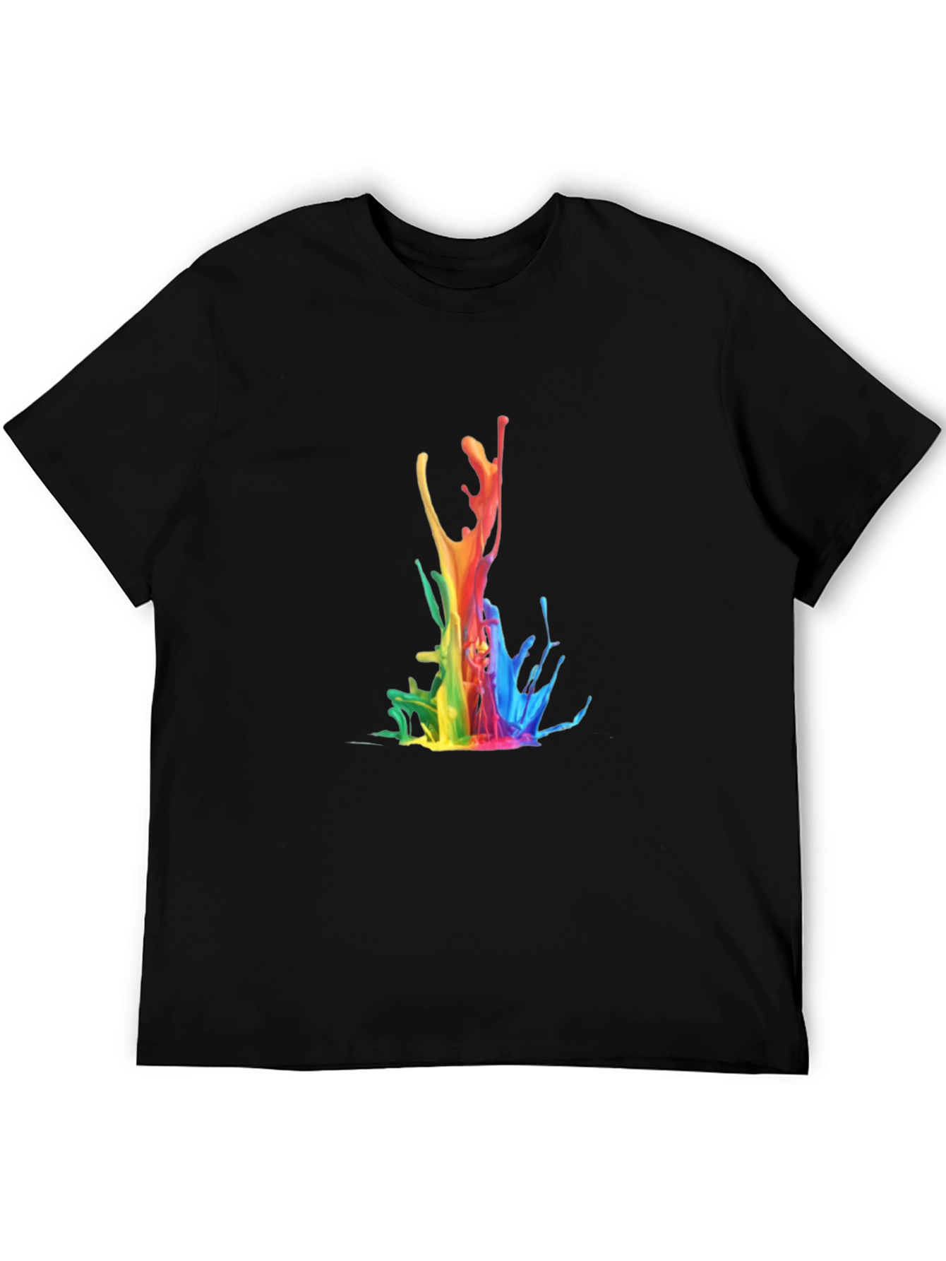 Rainbow Splash Graphic Tee - Stylish Black T-Shirt