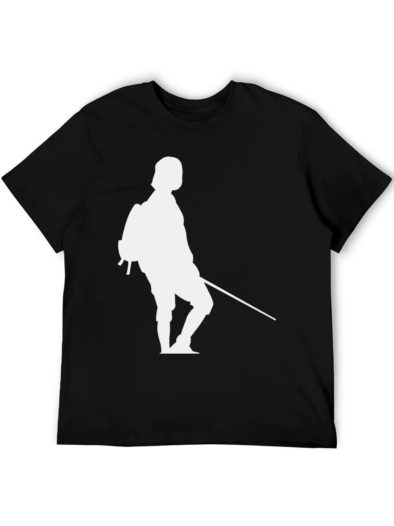 Black T-Shirt with White Fencing Silhouette Graphic