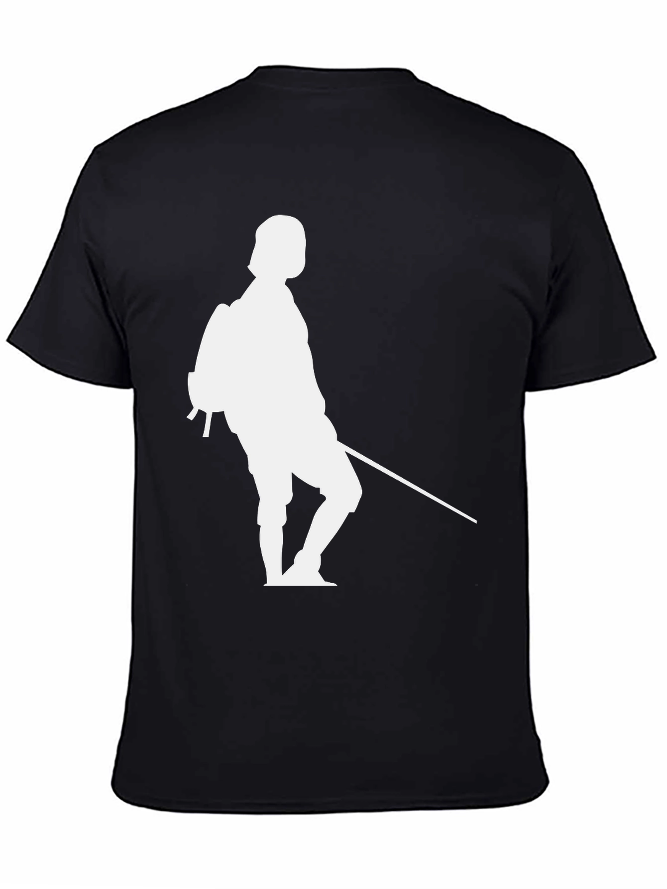 Black T-Shirt with White Fencing Silhouette Graphic