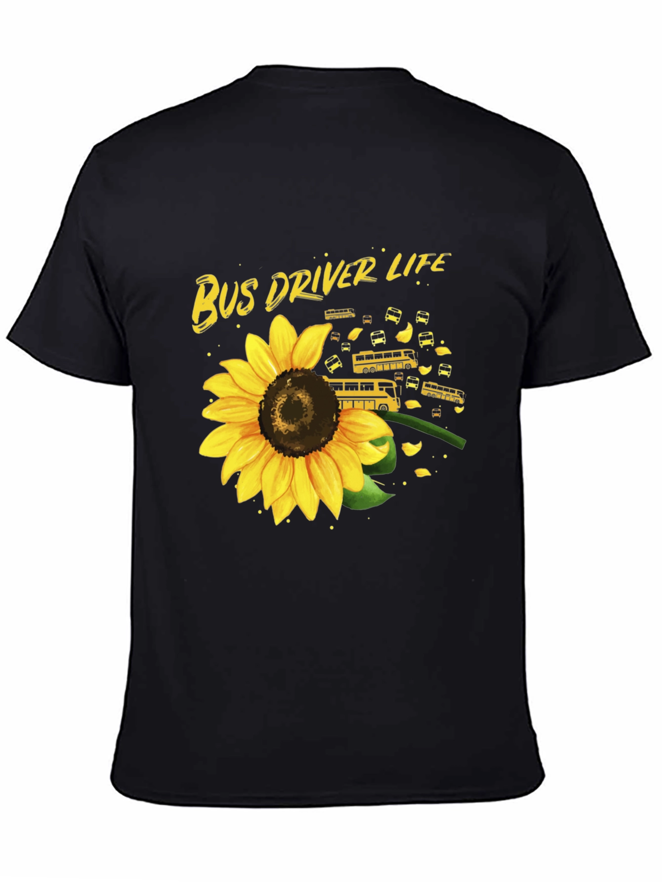 Bus Driver Life Sunflower Graphic T-Shirt