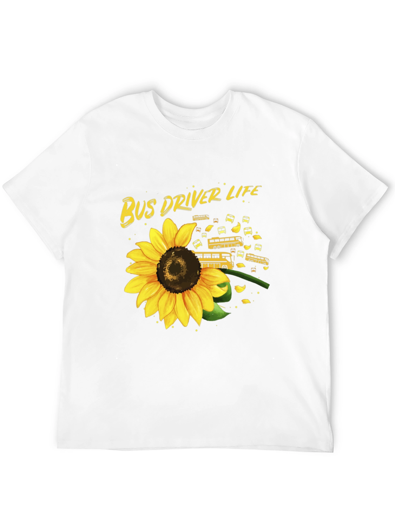 Bus Driver Life Sunflower Graphic T-Shirt
