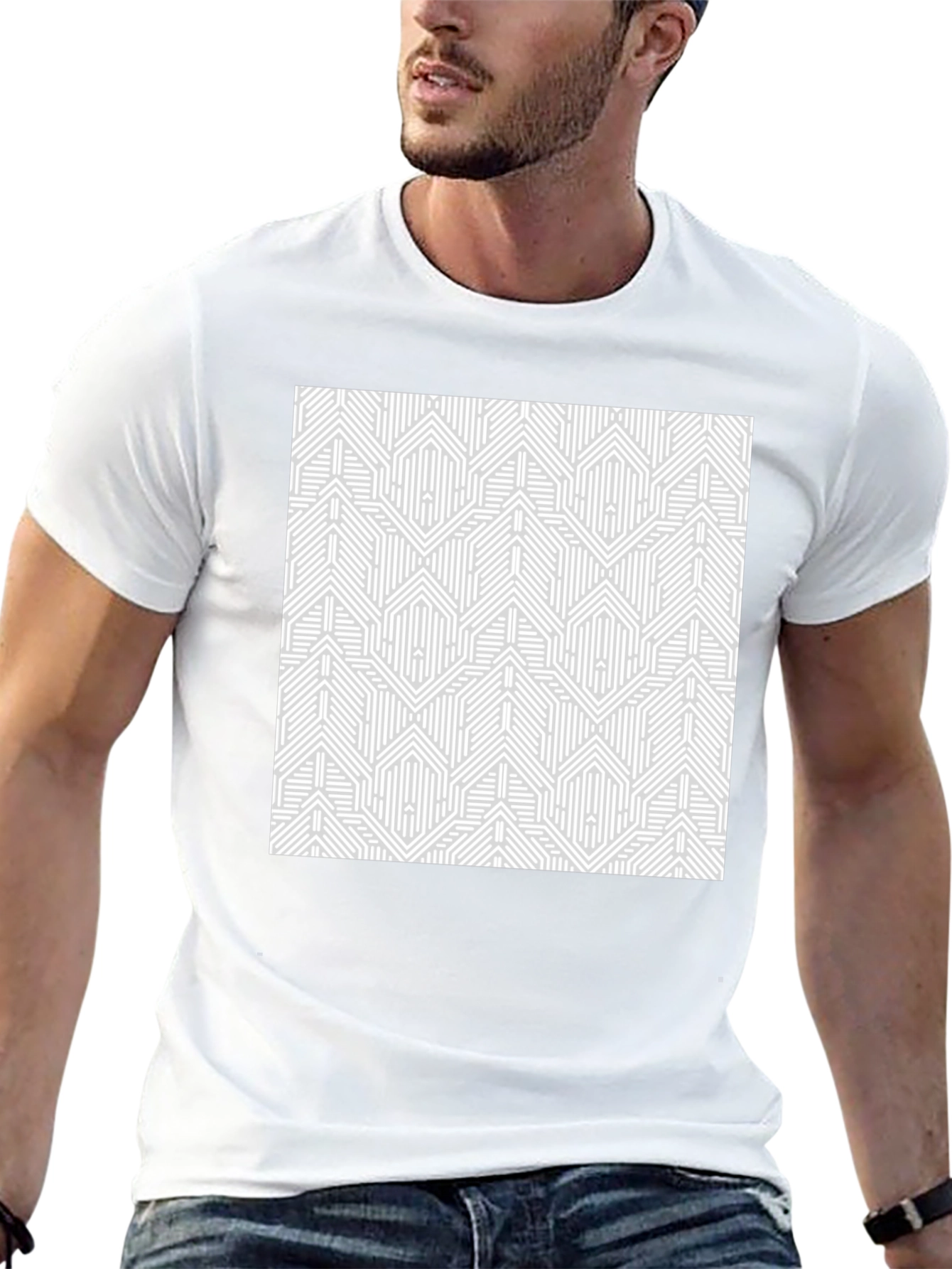 Geometric Pattern Graphic Tee - Modern Design
