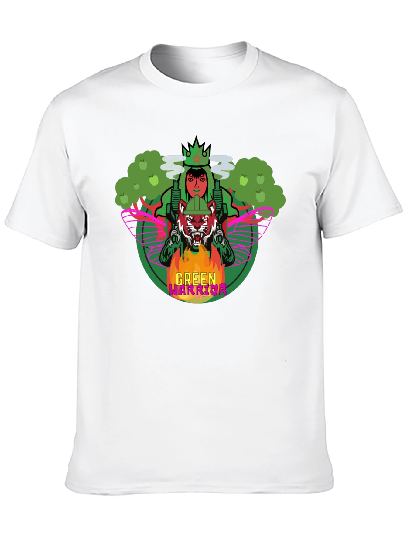Green Warrior Graphic Print T-Shirt