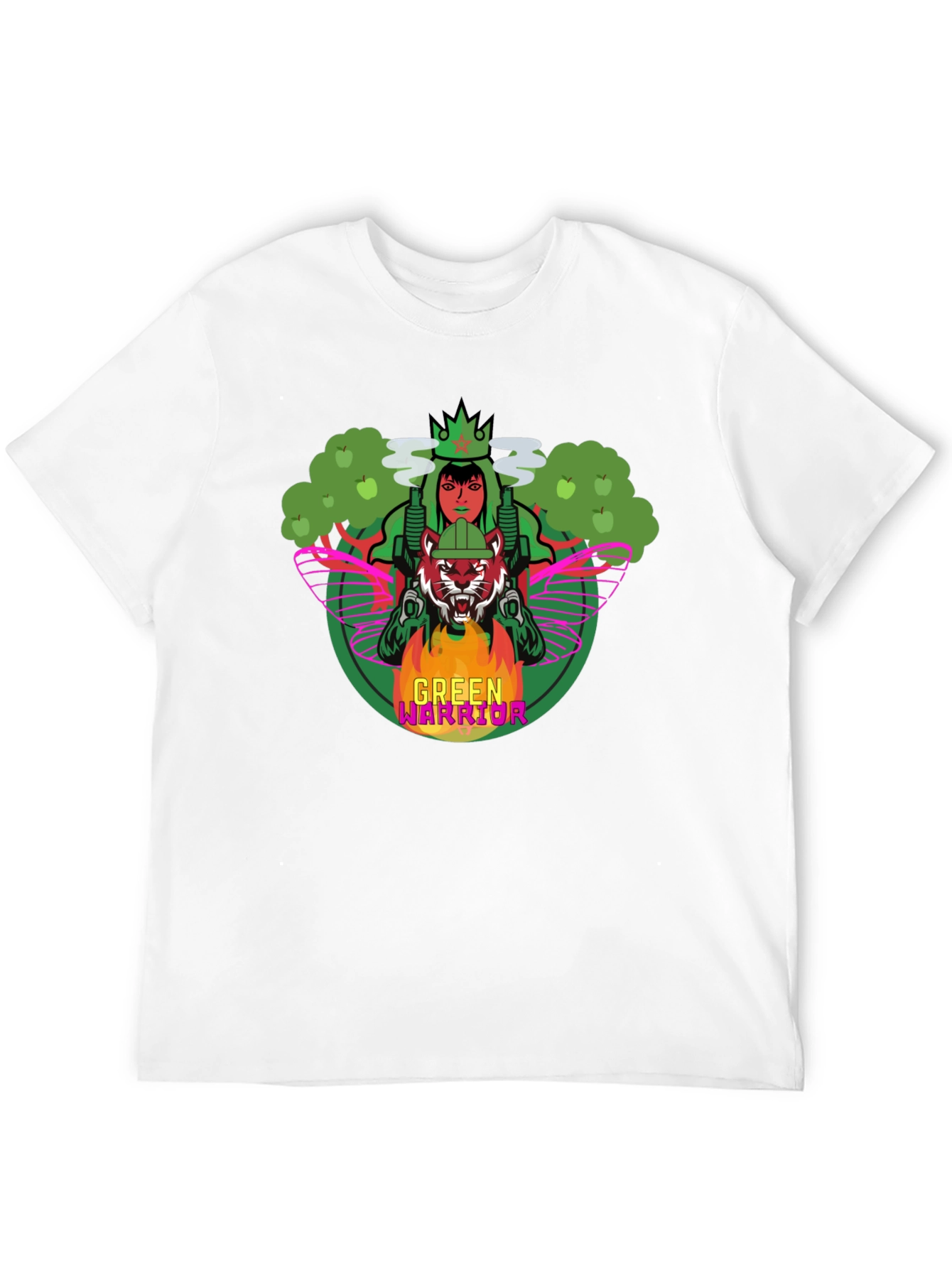 Green Warrior Graphic Print T-Shirt