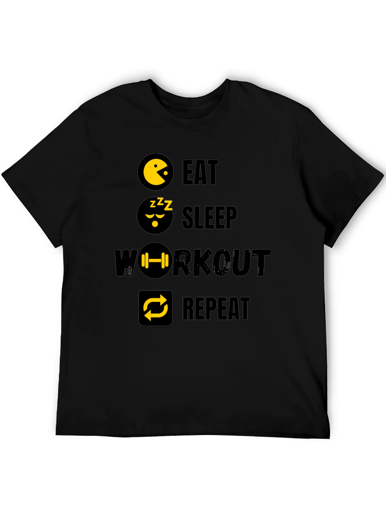 Eat Sleep Workout Repeat Graphic Tee - Black