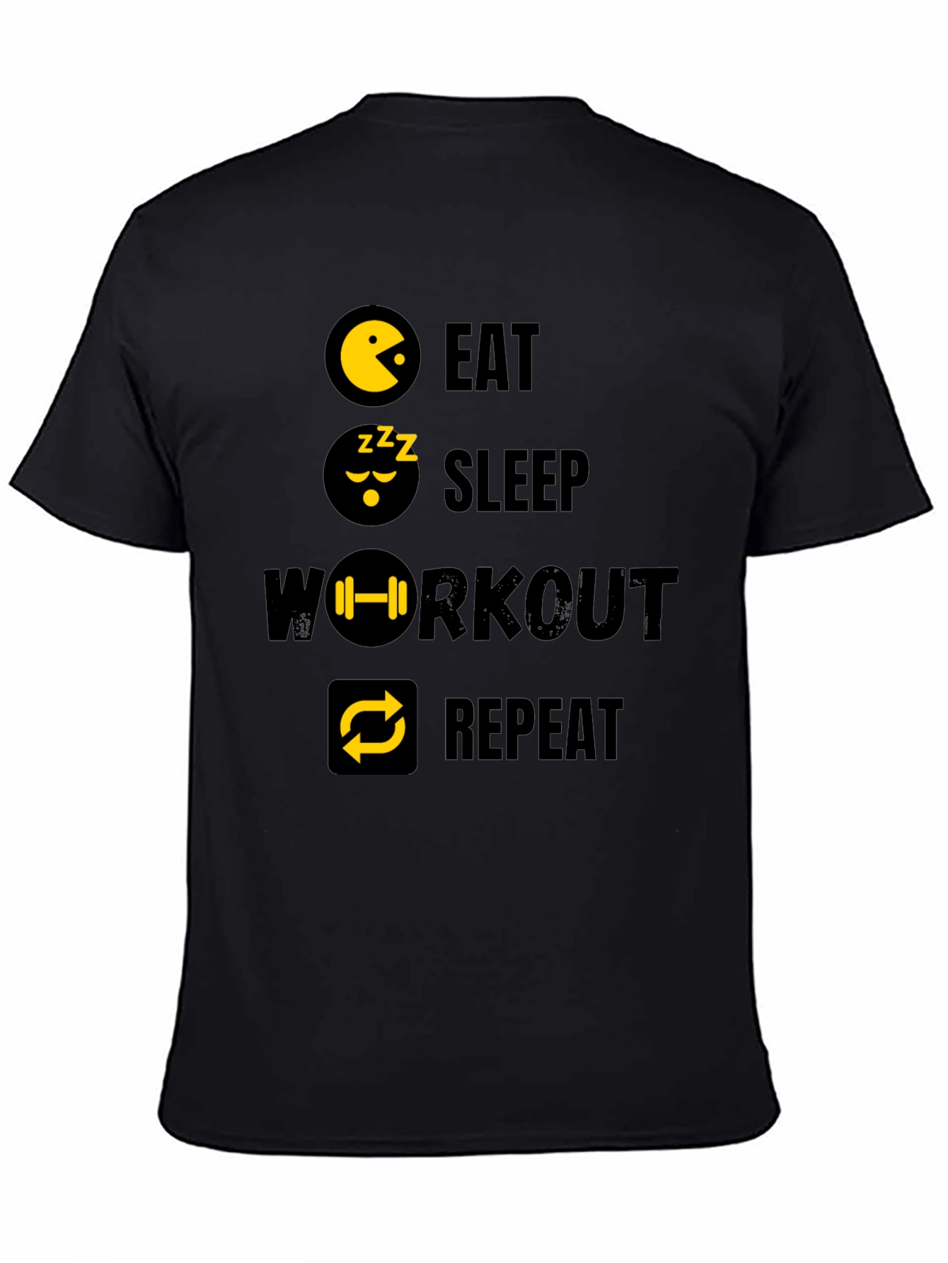Eat Sleep Workout Repeat Graphic Tee - Black