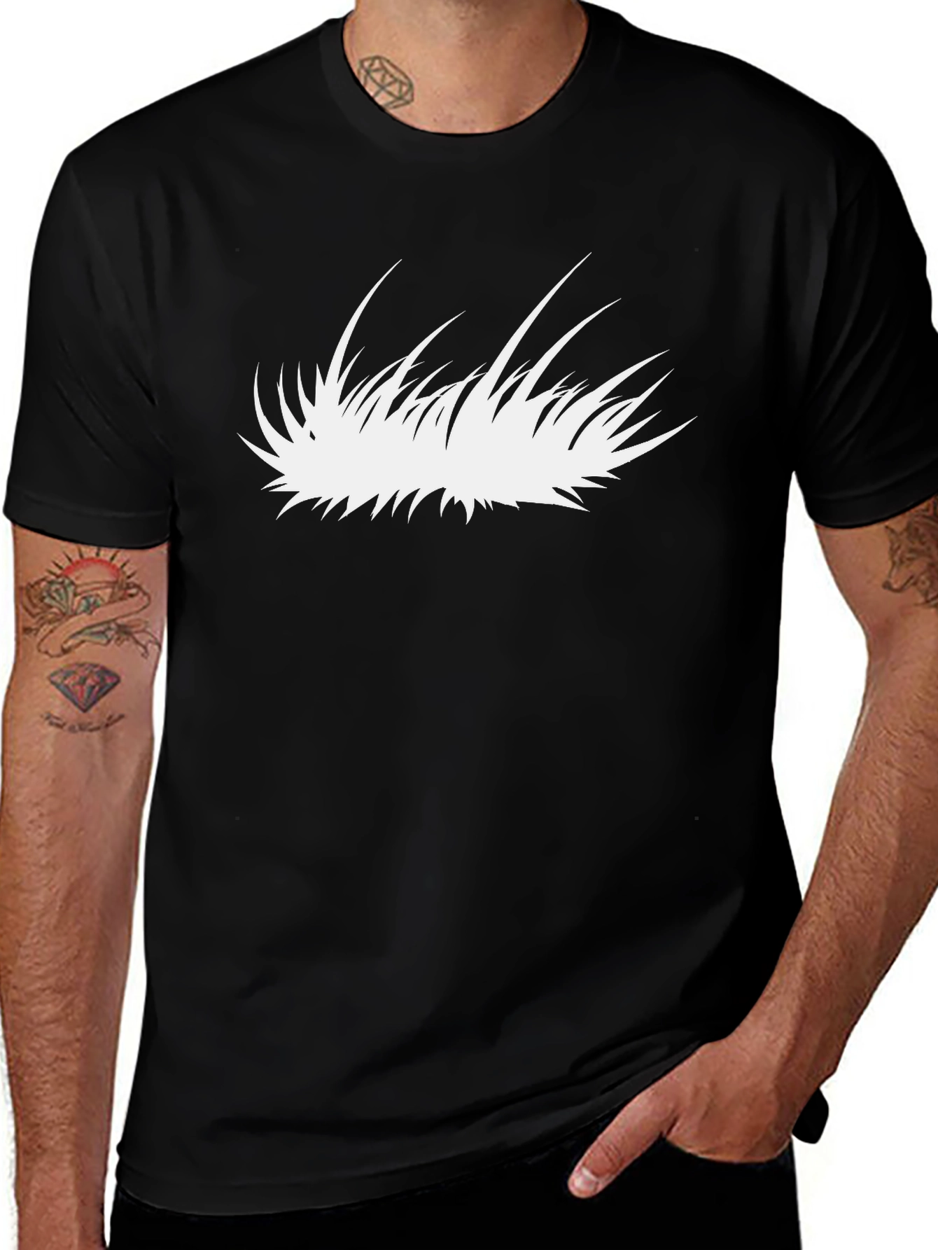 Graphic Tee - Abstract White Blade of Grass Design