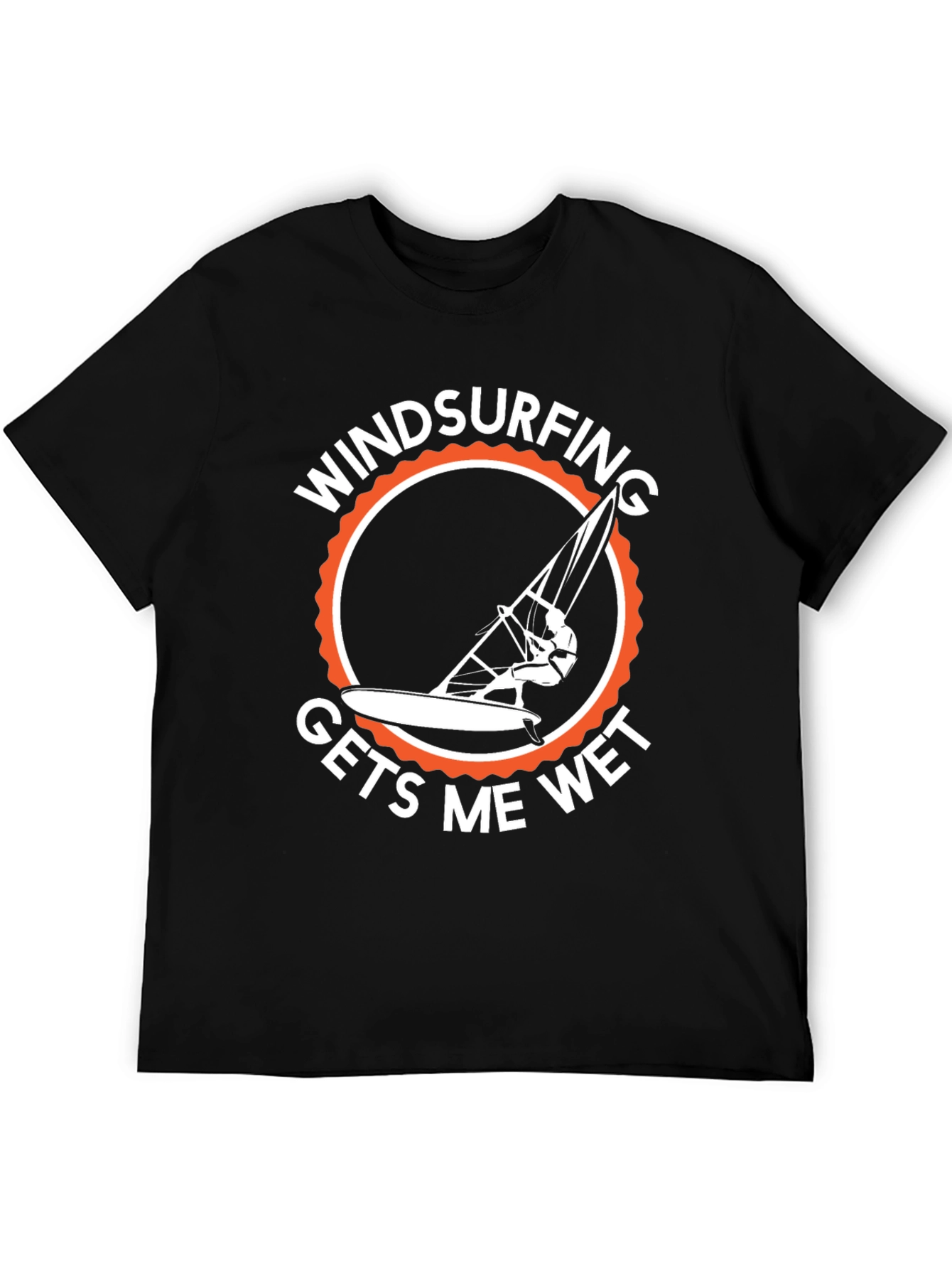 Windsurfing Gets Me Wet T-Shirt - Black Cotton Tee
