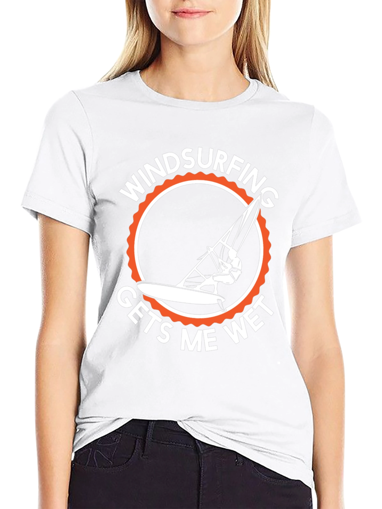 Windsurfing Gets Me Wet T-Shirt - Black Cotton Tee