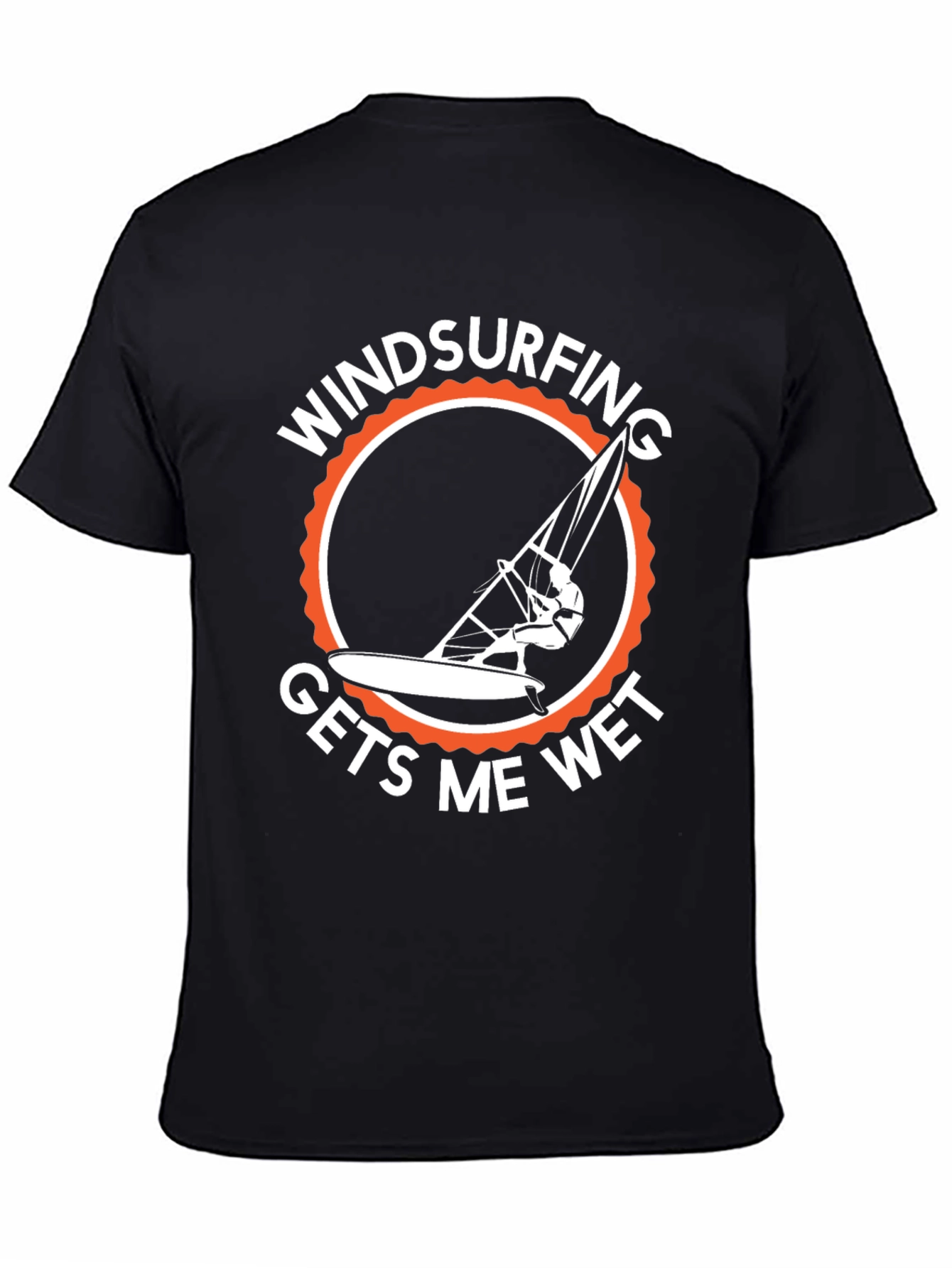 Windsurfing Gets Me Wet T-Shirt - Black Cotton Tee