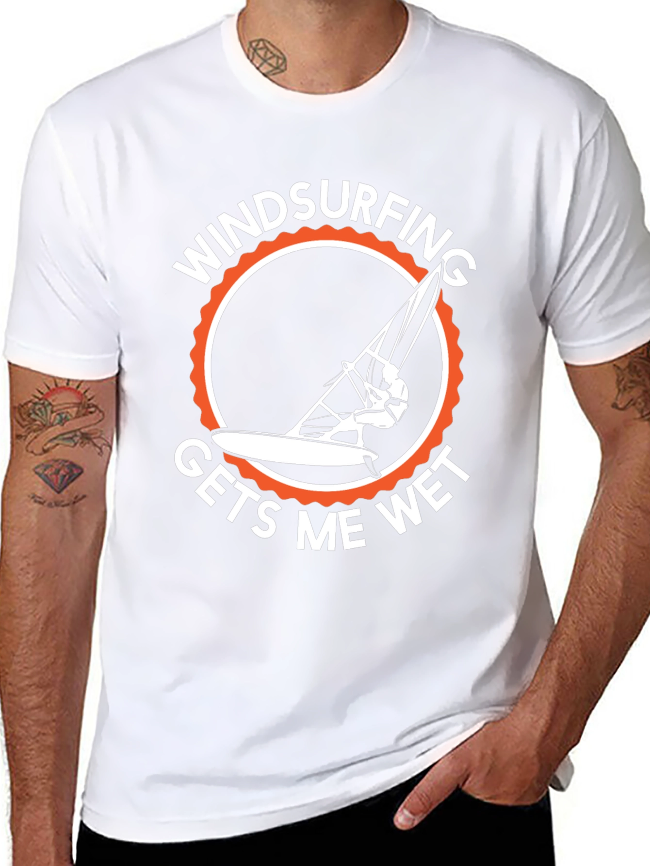 Windsurfing Gets Me Wet T-Shirt - Black Cotton Tee