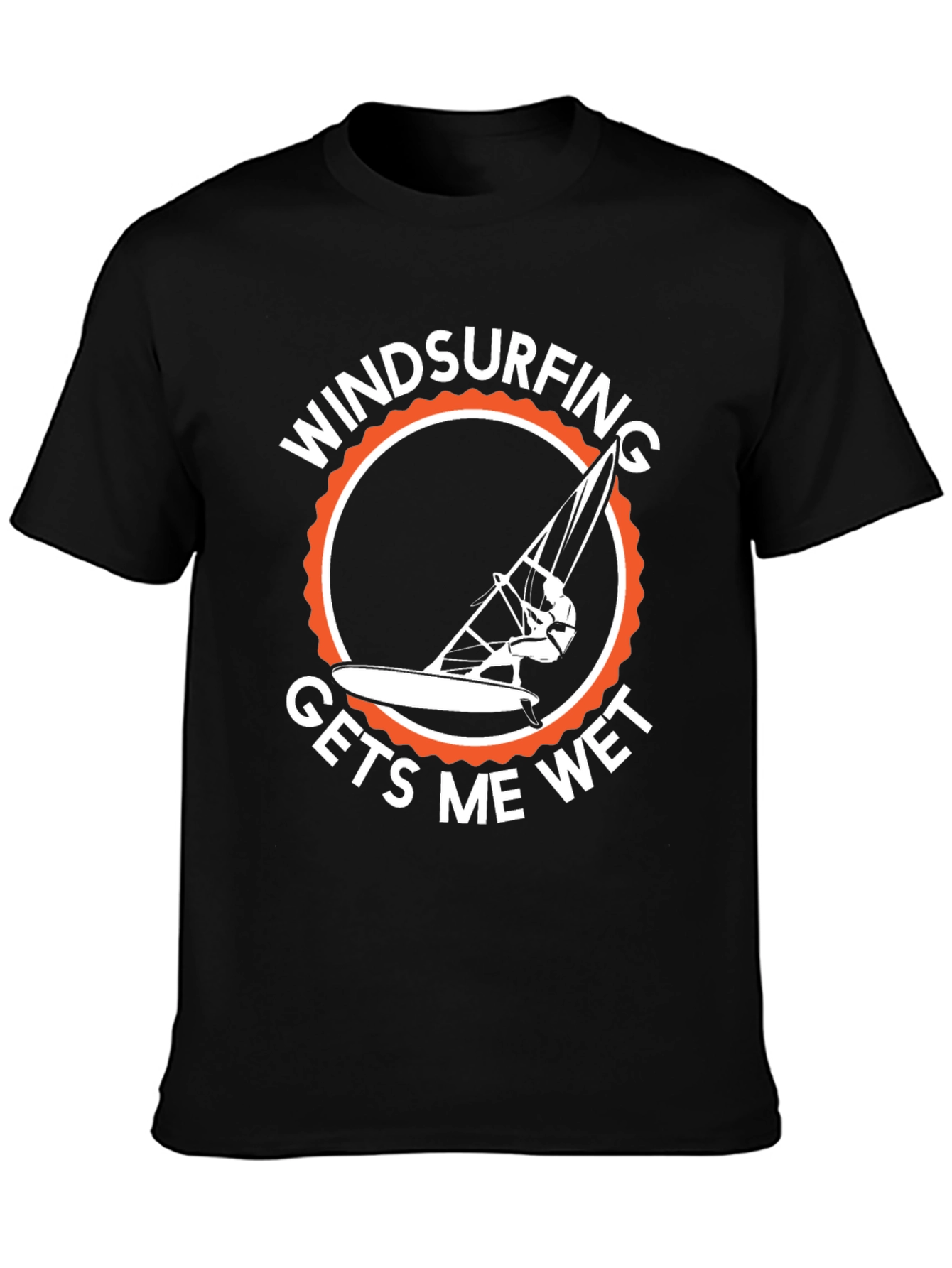Windsurfing Gets Me Wet T-Shirt - Black Cotton Tee