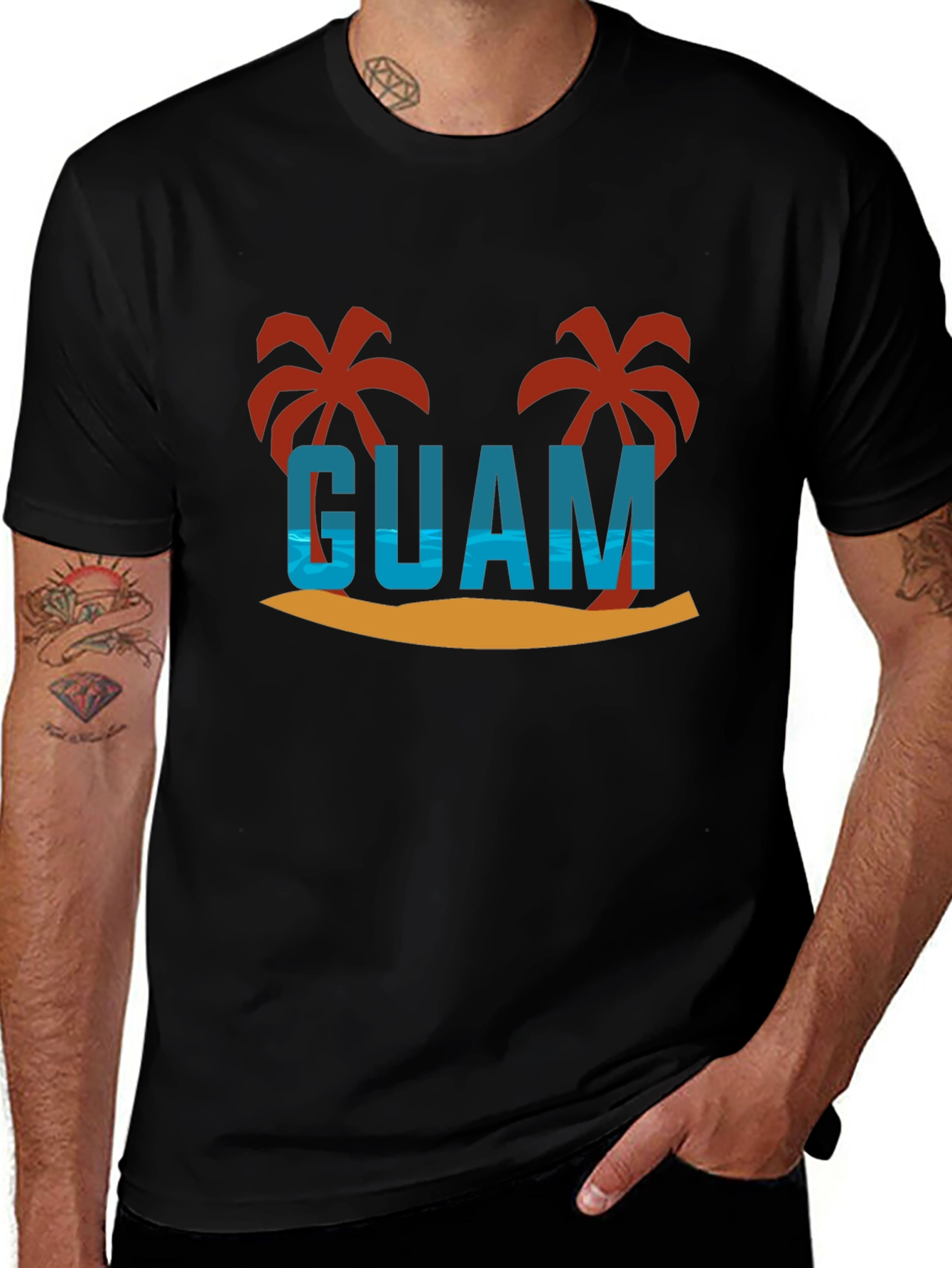 Guam Palm Tree Graphic Tee - Tropical Island Style