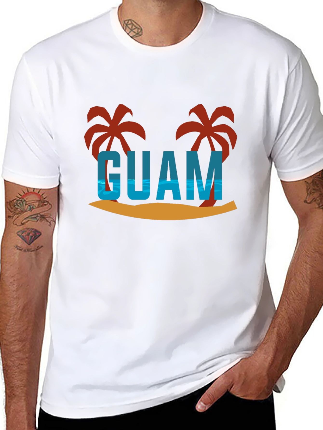 Guam Palm Tree Graphic Tee - Tropical Island Style