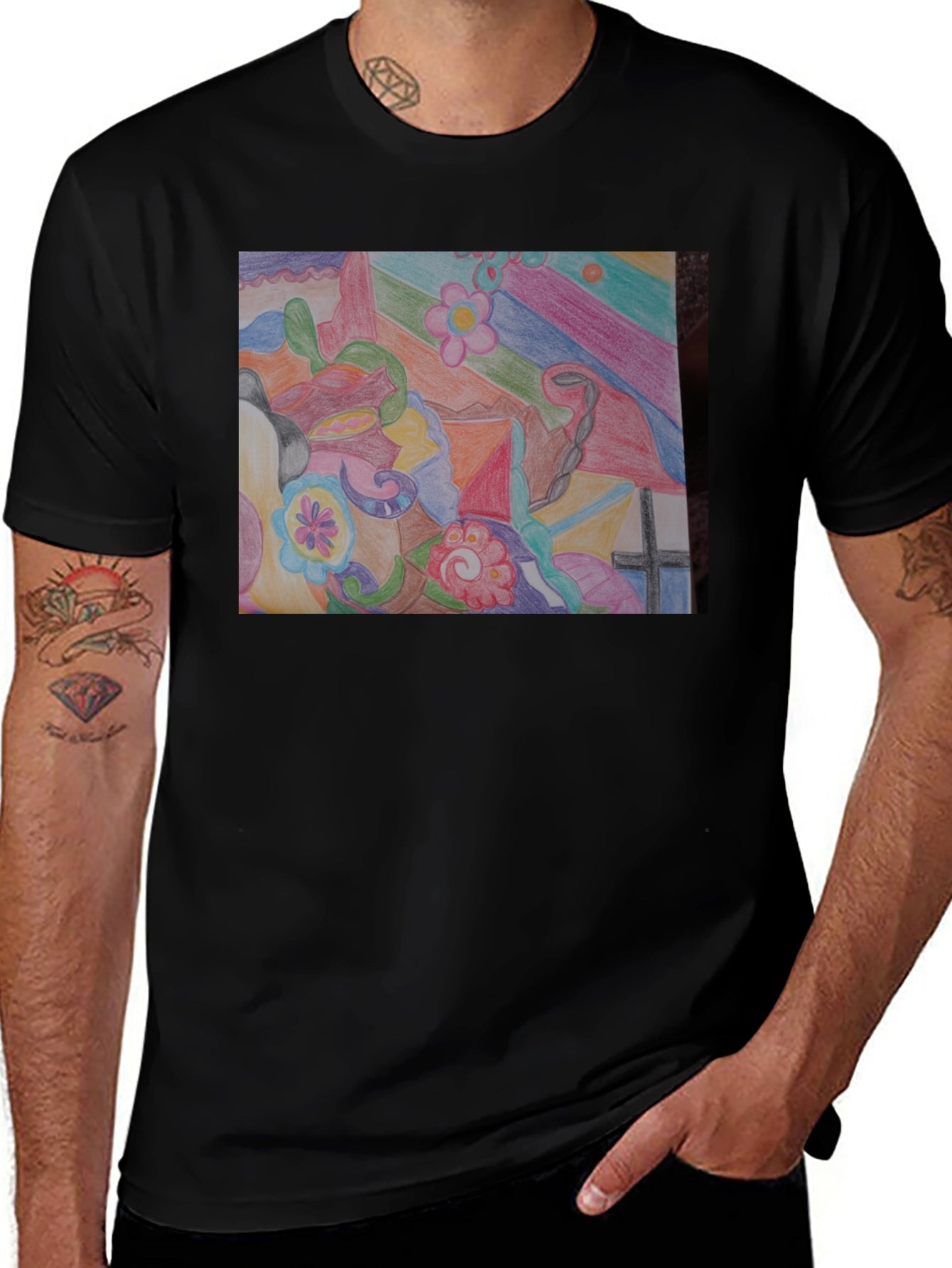 Abstract Art Graphic Tee - Unisex Black T-Shirt