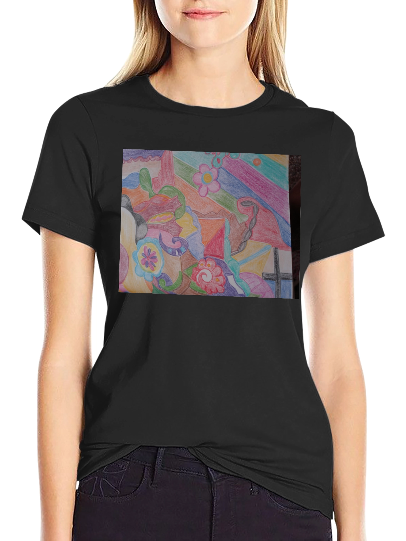 Abstract Art Graphic Tee - Unisex Black T-Shirt
