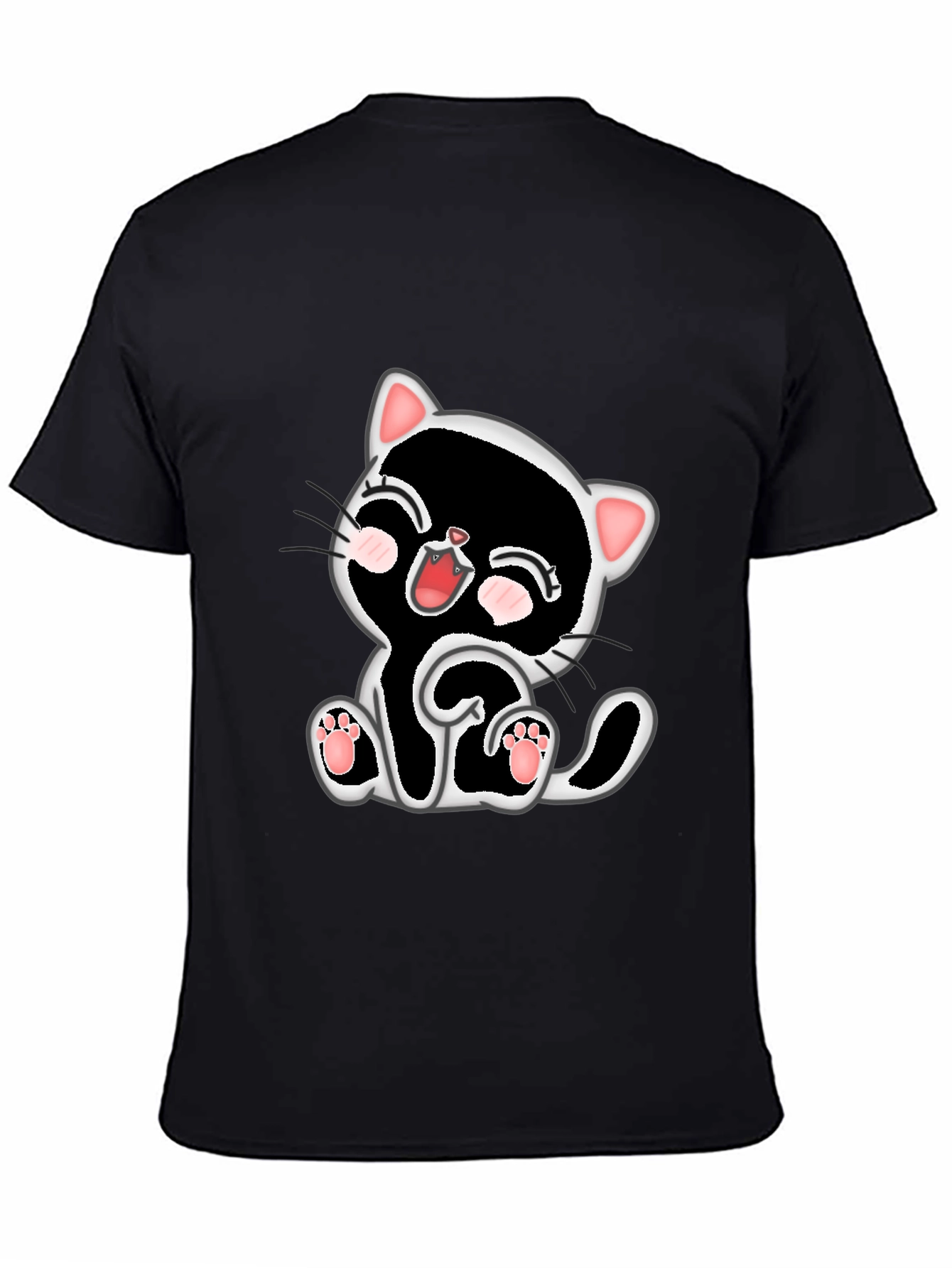 Cute Kitten Graphic Tee - Black