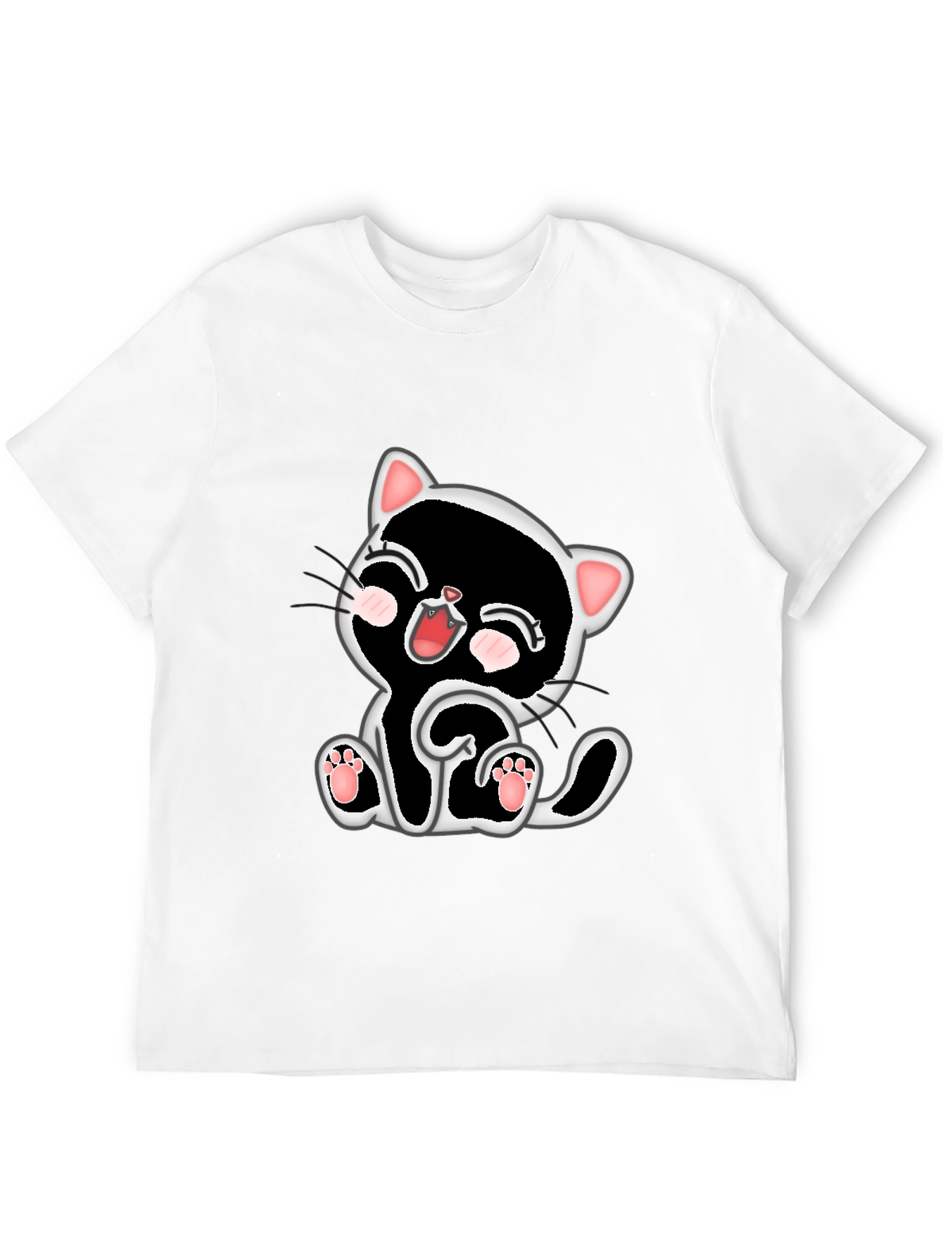 Cute Kitten Graphic Tee - Black