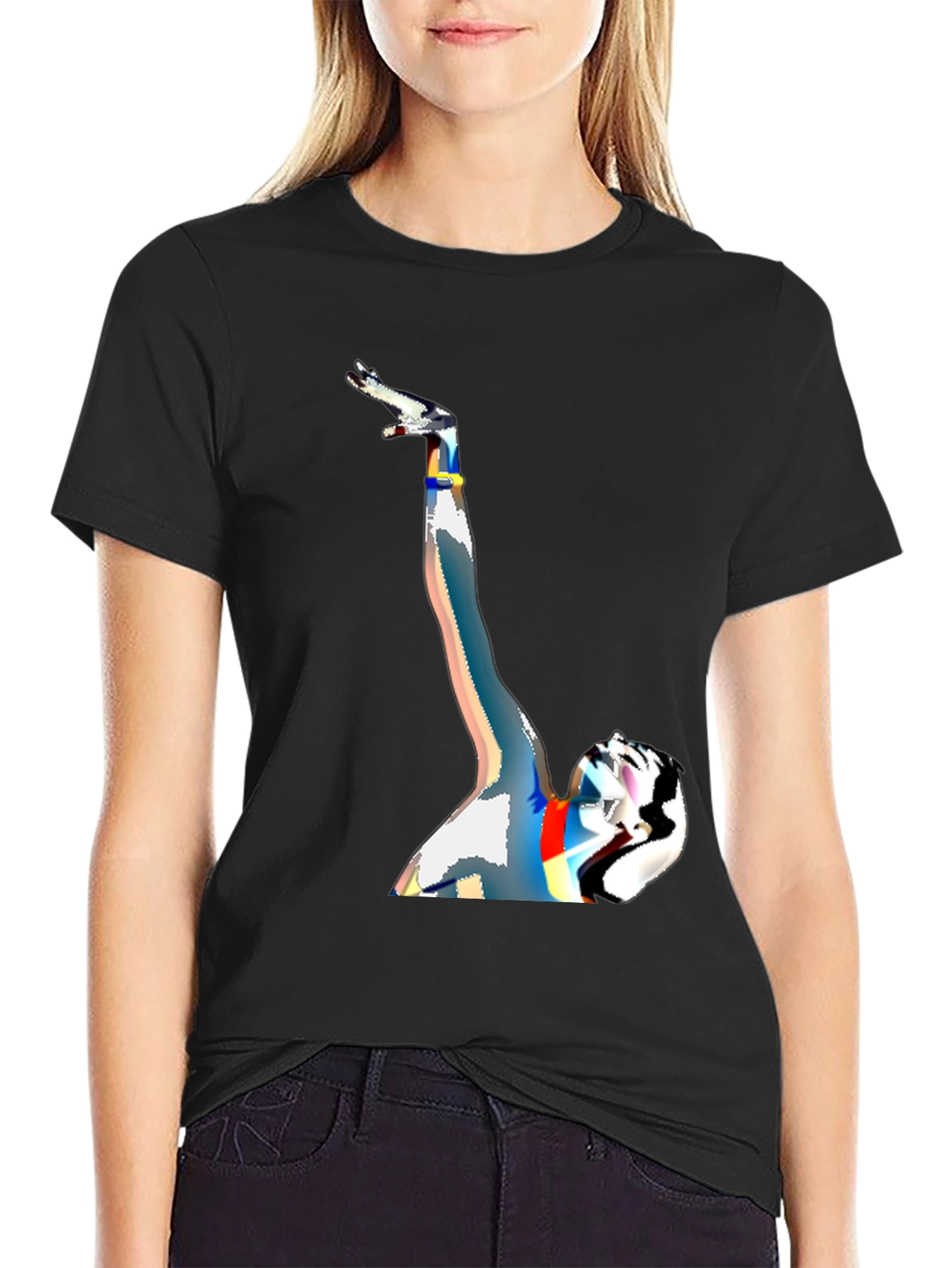 Abstract Figure Graphic Black T-Shirt