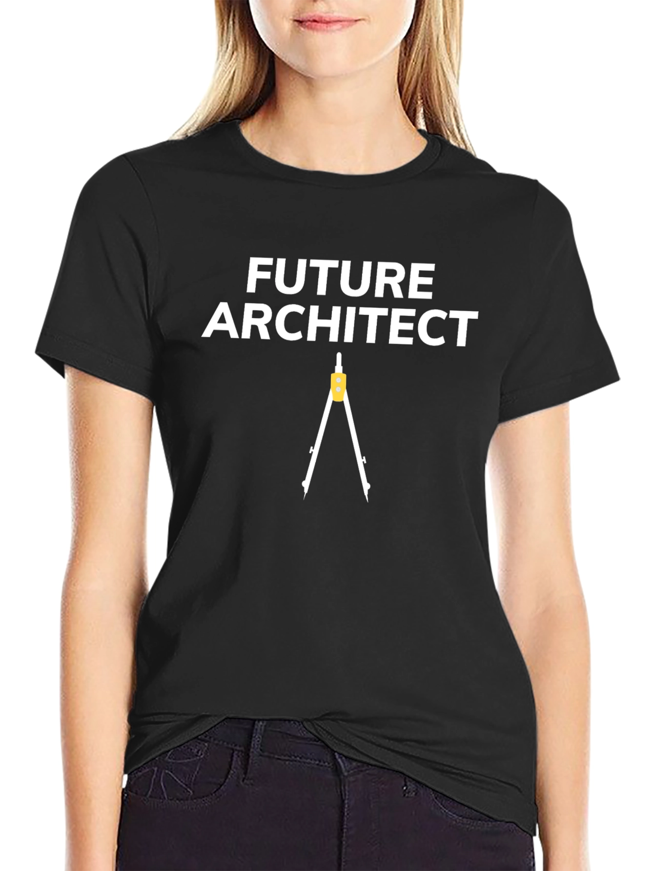 Future Architect T-Shirt - Black Tee with Compass Design