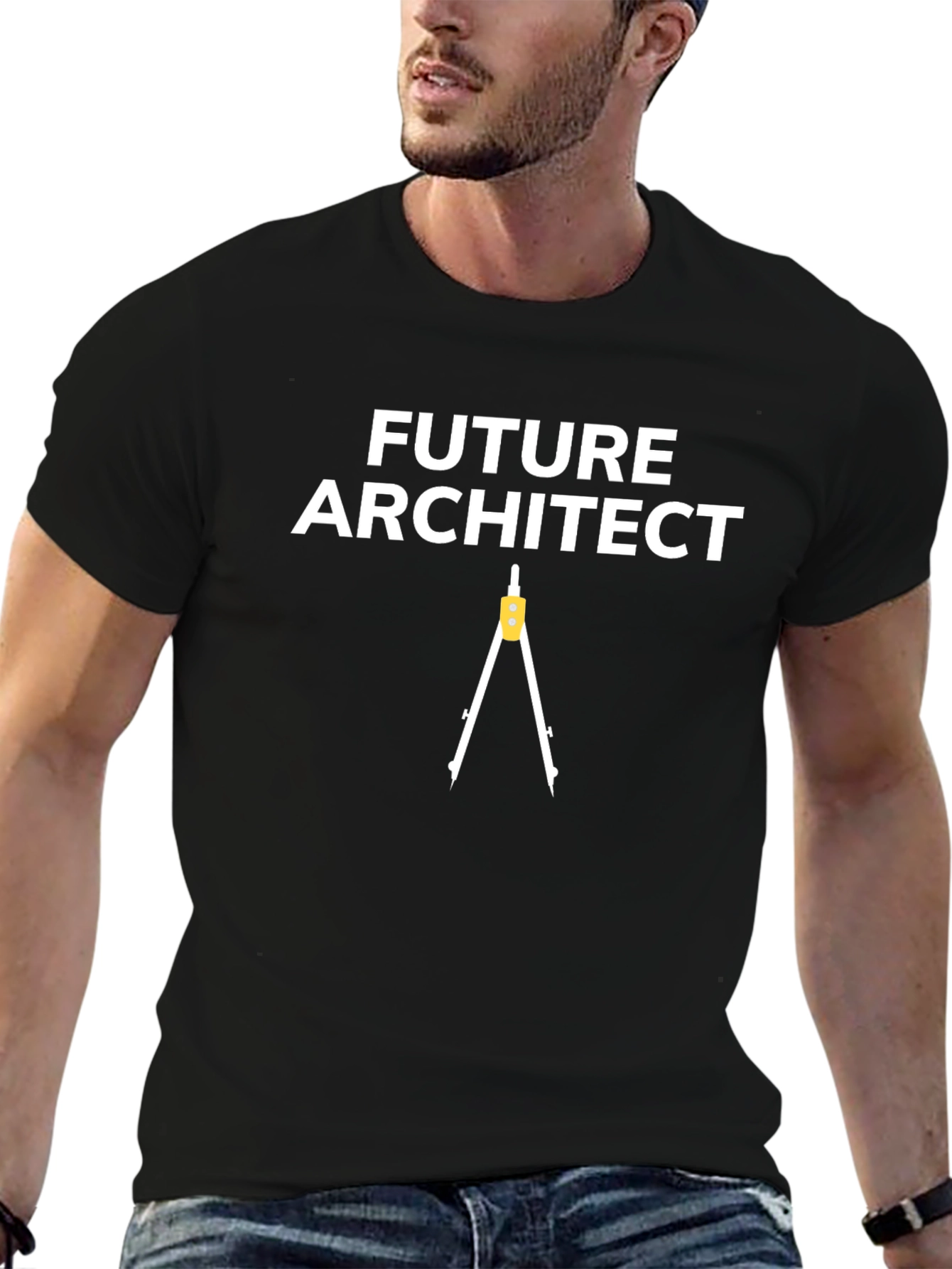 Future Architect T-Shirt - Black Tee with Compass Design