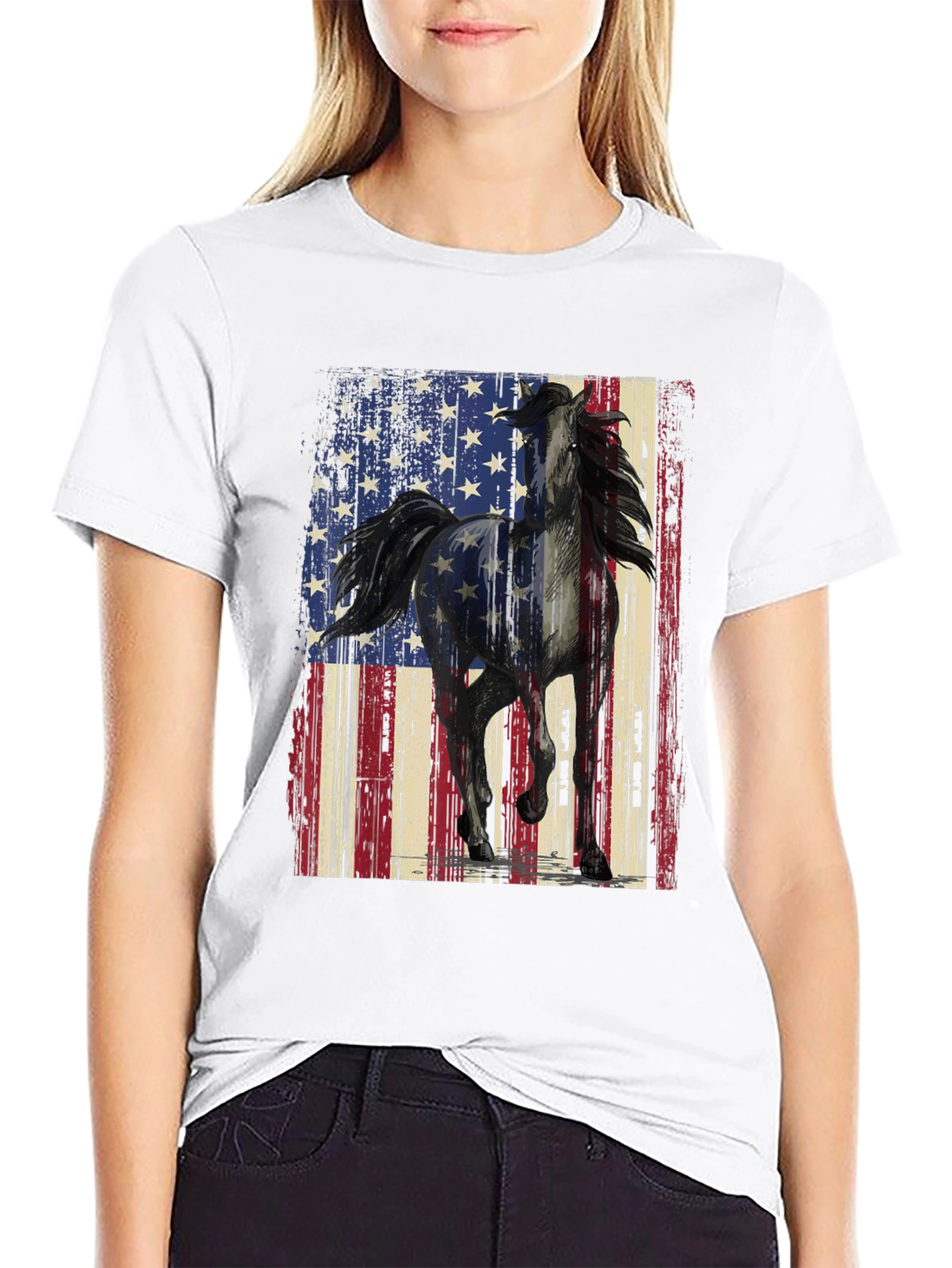American Flag Horse Graphic Tee