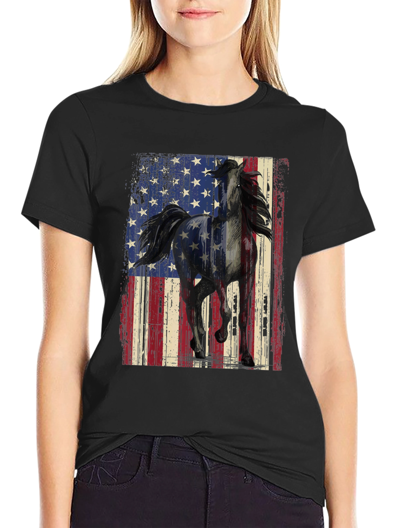 American Flag Horse Graphic Tee