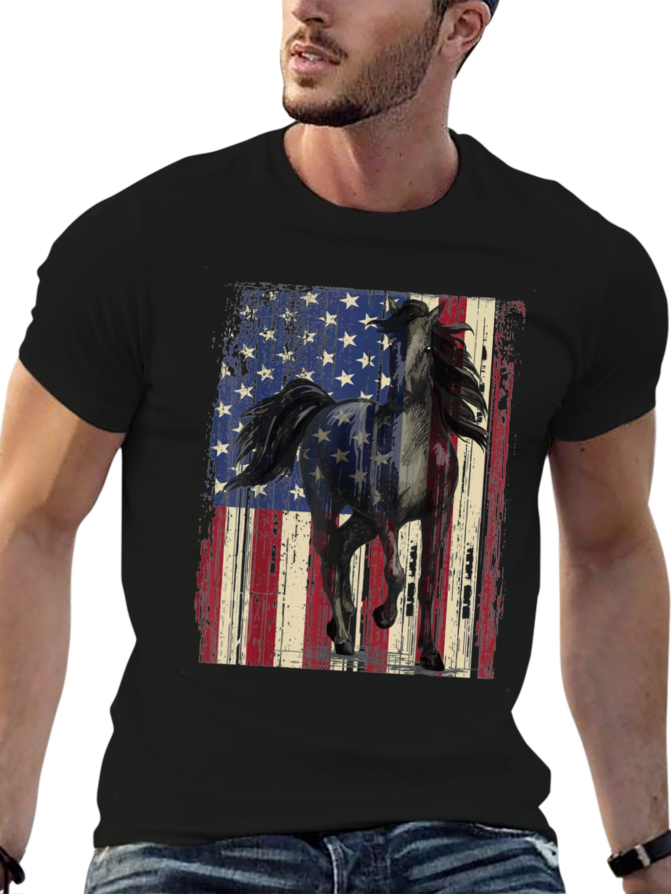 American Flag Horse Graphic Tee