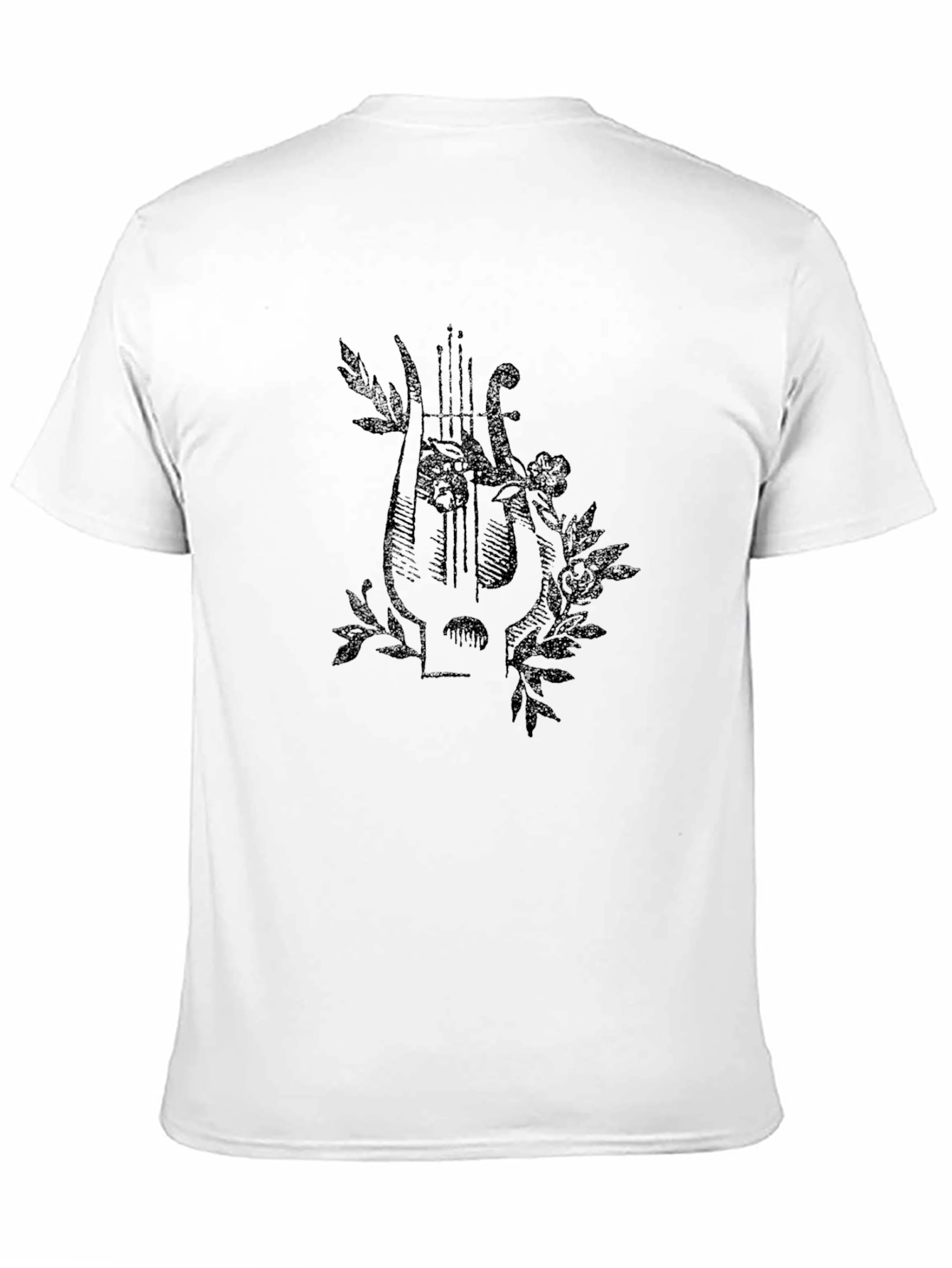 Floral Lyre Graphic Black T-Shirt