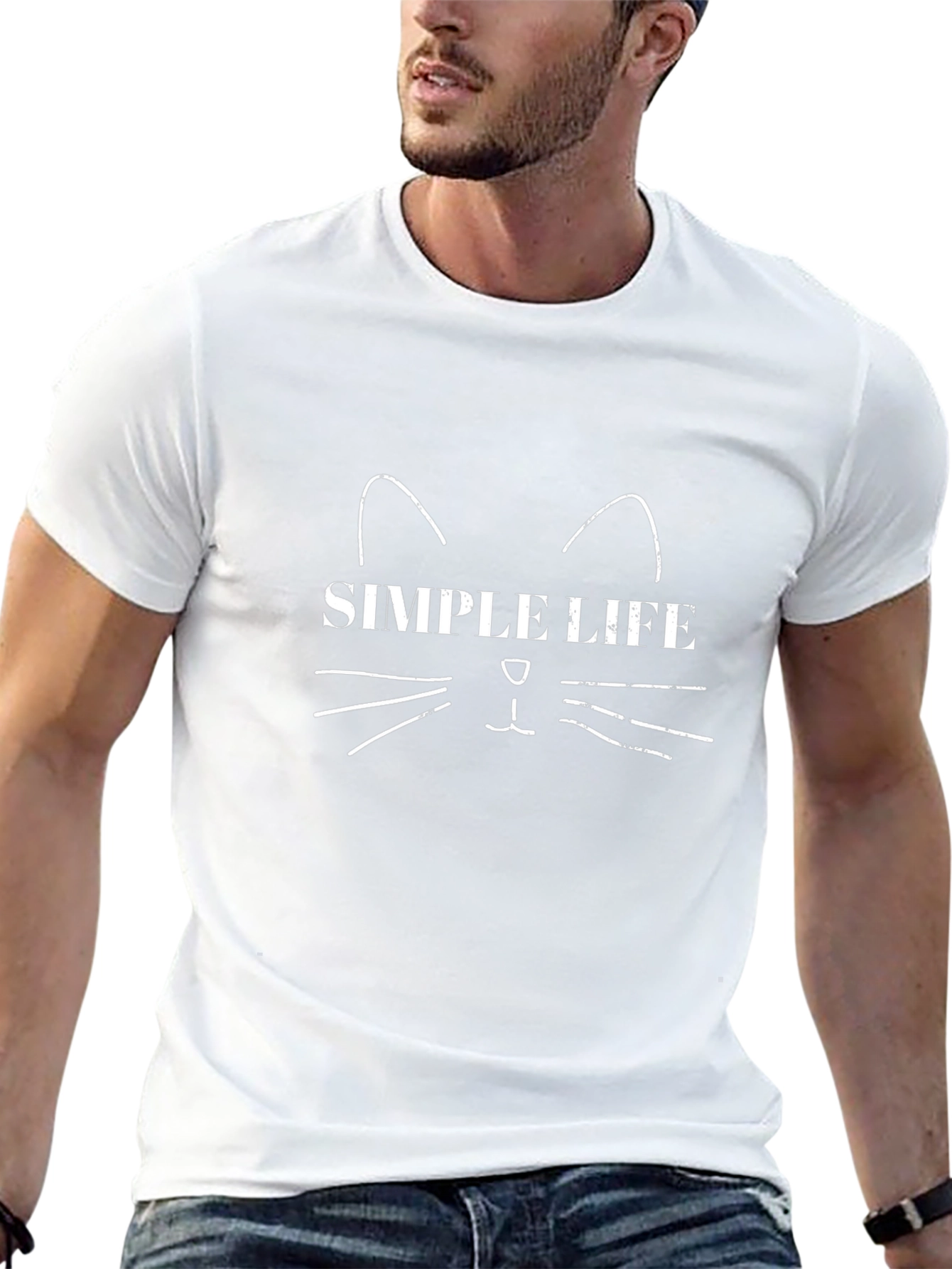 Simple Life Cat Graphic Tee - Trendy Casual Style
