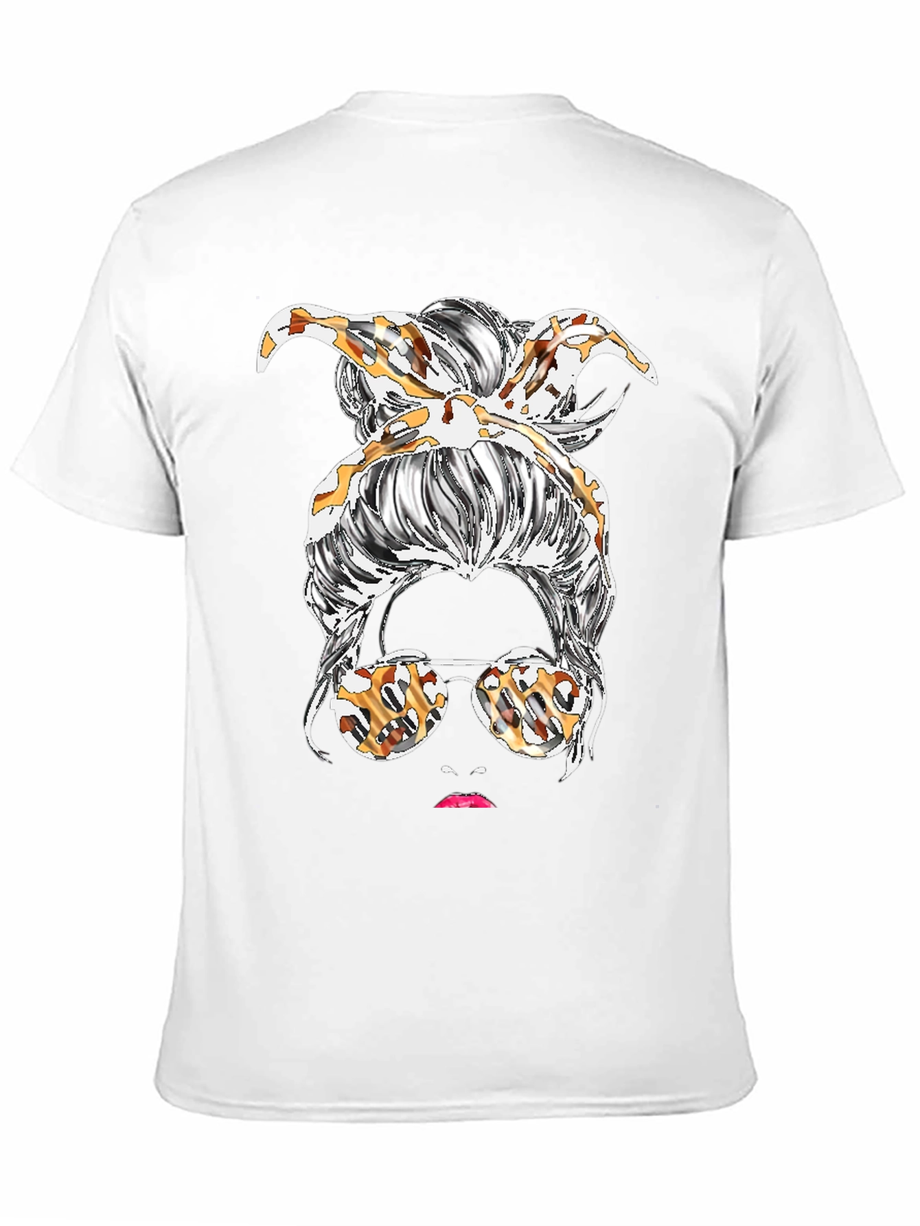 Messy Bun Leopard Print Graphic Tee