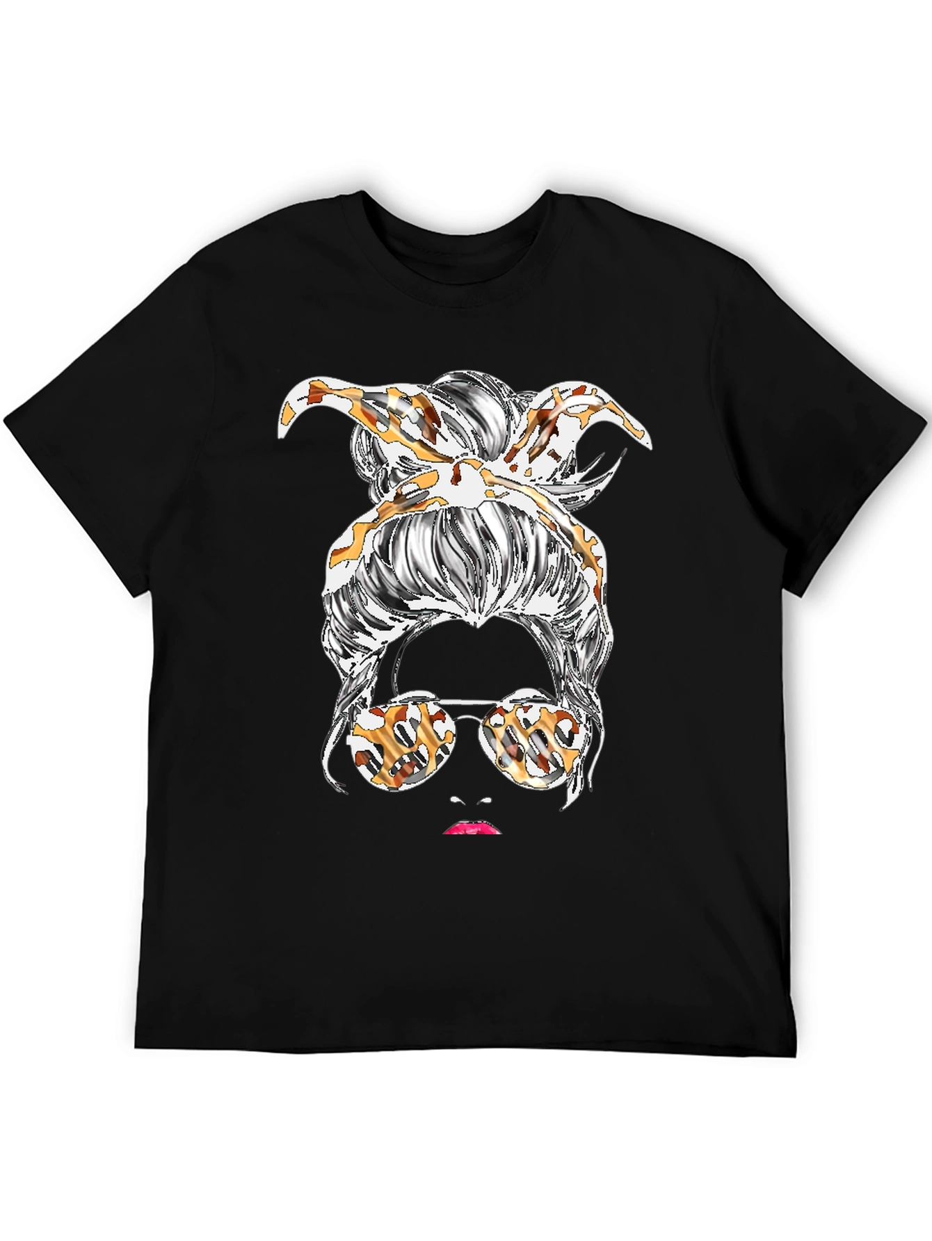 Messy Bun Leopard Print Graphic Tee