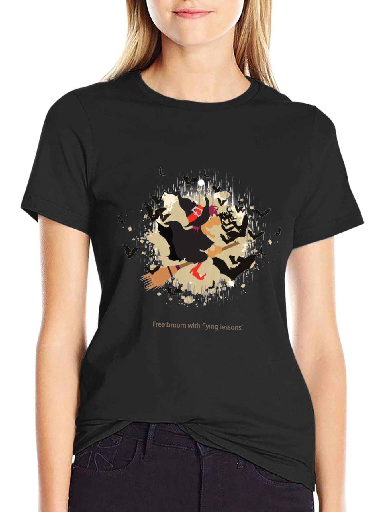 Halloween Witch T-Shirt: Free Broom & Flying Lessons!