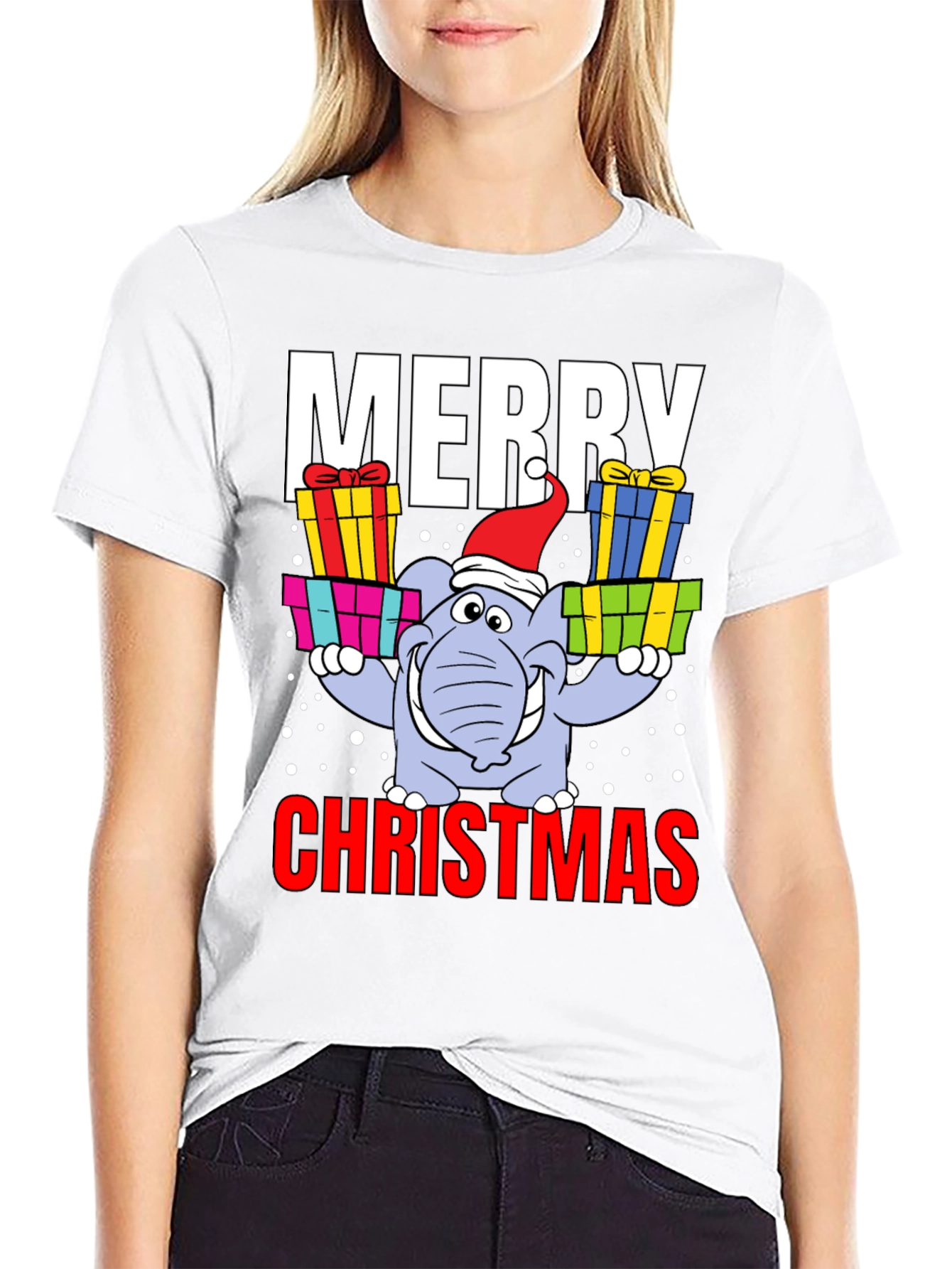 Merry Christmas Elephant Graphic Tee
