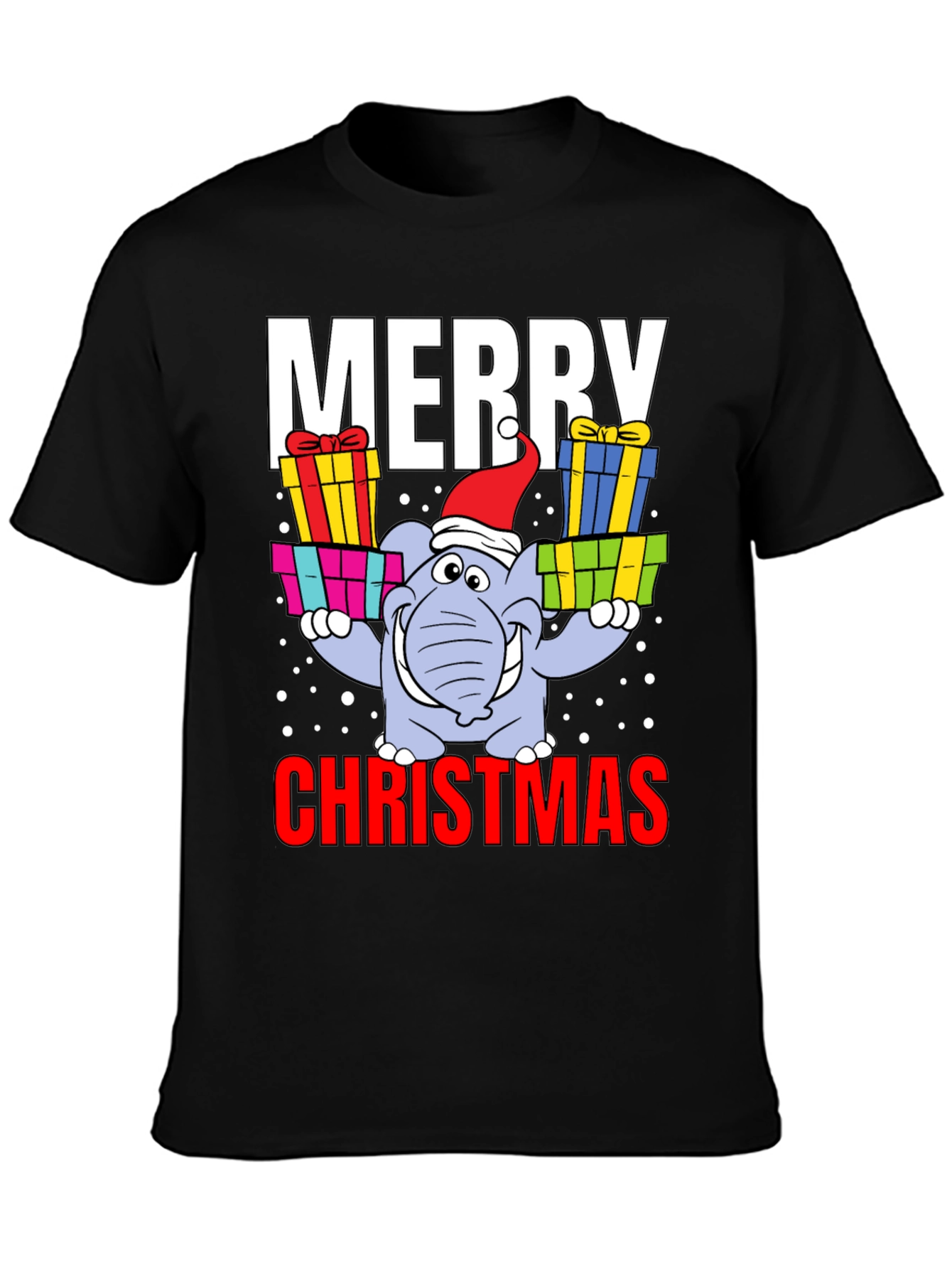 Merry Christmas Elephant Graphic Tee